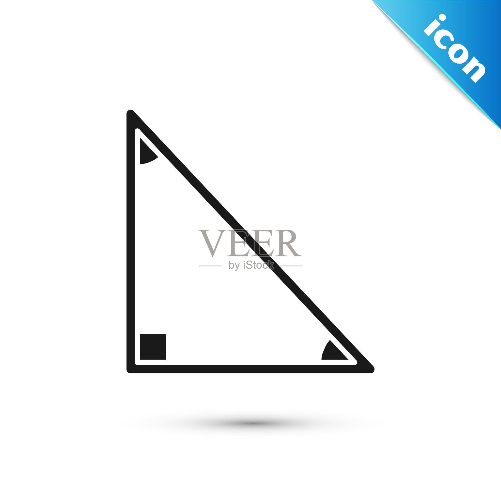 灰色三角形数学图标孤立在白色插画图片素材