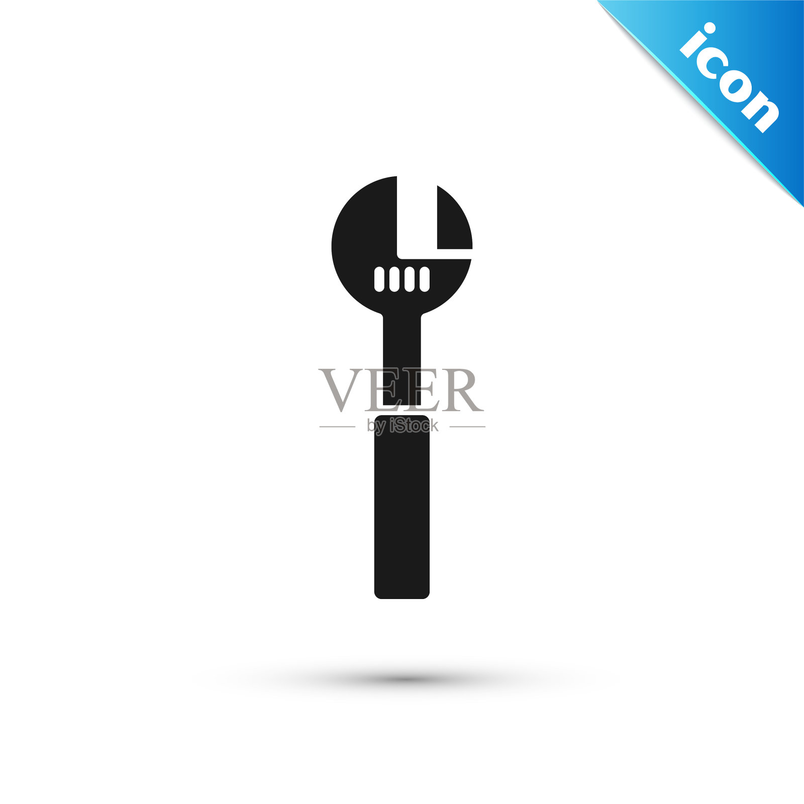 灰色可调扳手图标隔离在白色插画图片素材