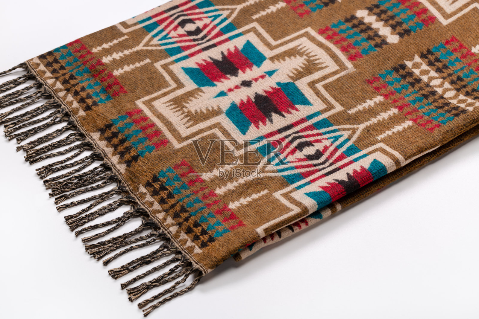 美国本土的羊毛围巾，有传统图案的格子。照片摄影图片