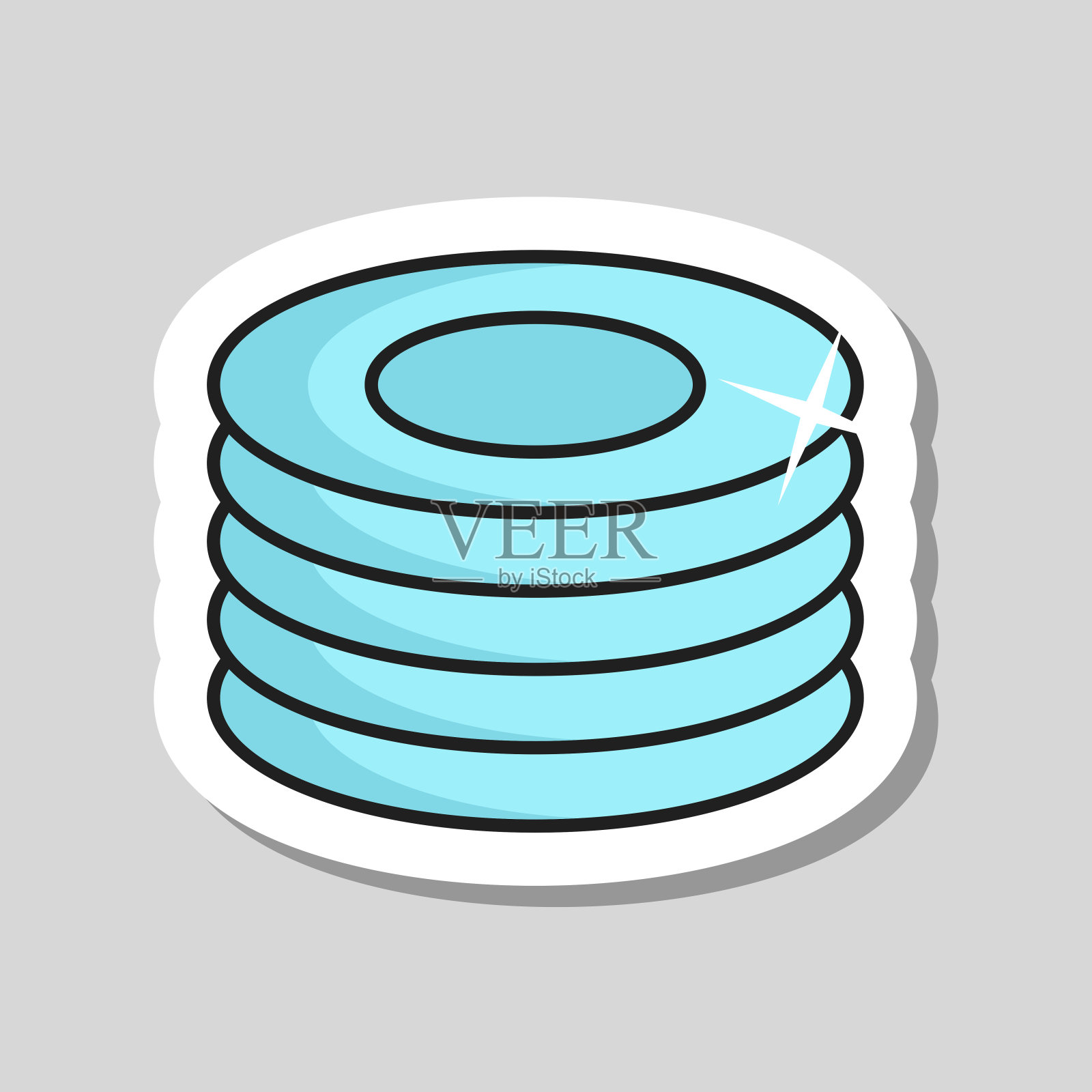 盘子，盘子矢量图标。厨房电器插画图片素材