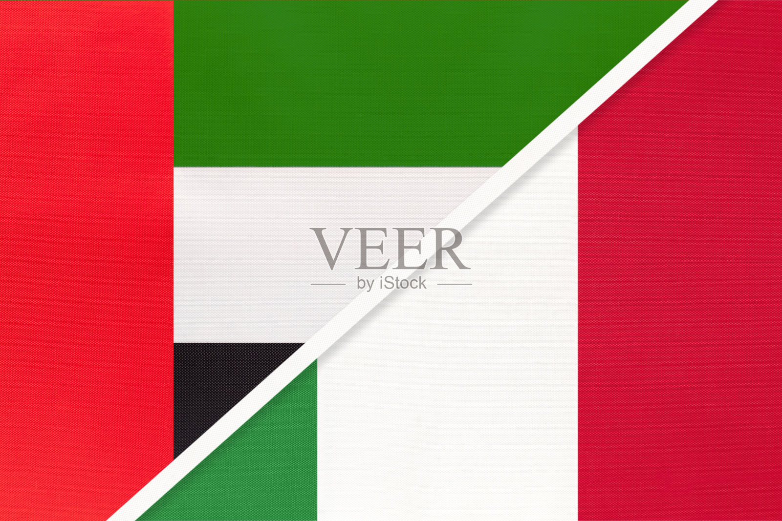 阿拉伯联合酋长国与意大利国旗纺织品图案：两国锦标赛插画图片素材