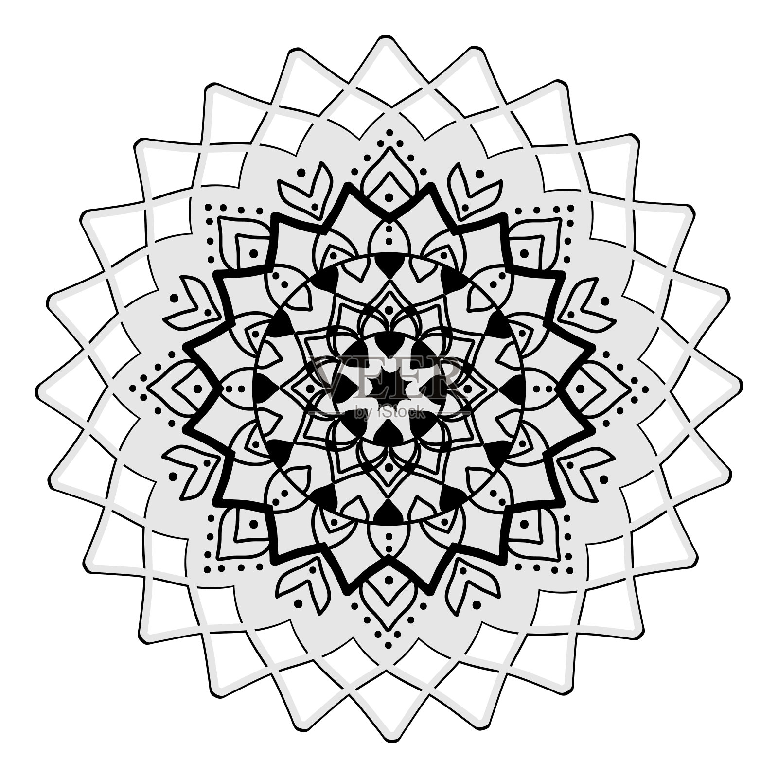 曼荼罗。古典装饰元素。东方图案，白色背景上的民族和部落曼荼罗。插画图片素材