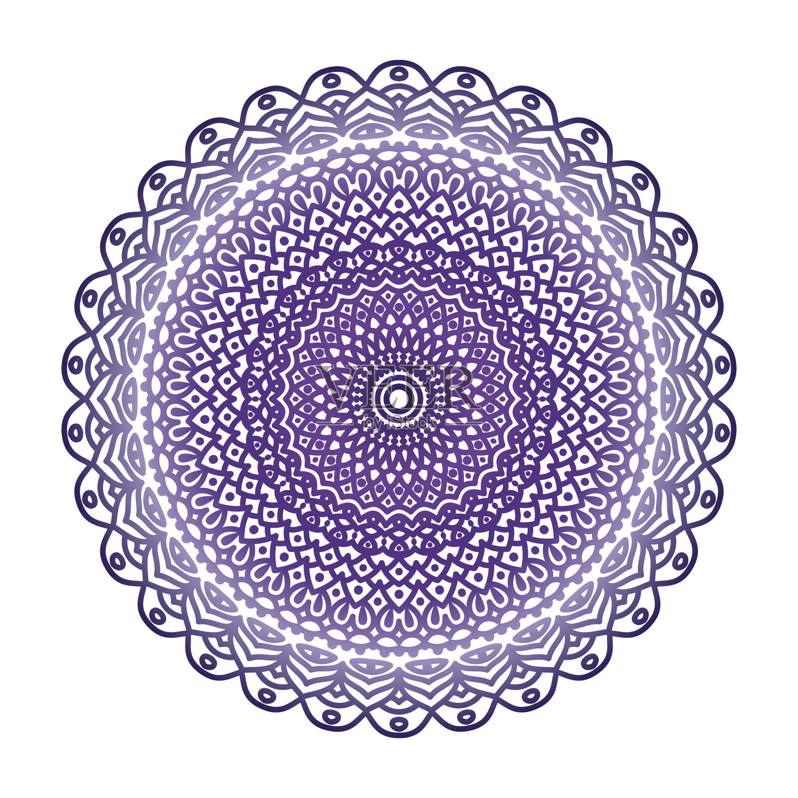花曼荼罗在民族风格的白色背景。圆花曼陀罗在白色孤立的背景。摘要印度点缀。具有民族东方风格的装饰装饰。彩色书页面。插画图片素材