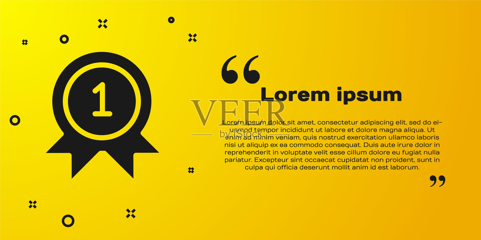 黑色奖章图标孤立在黄色背景上。冠军成就的迹象。奖奖章。矢量图插画图片素材