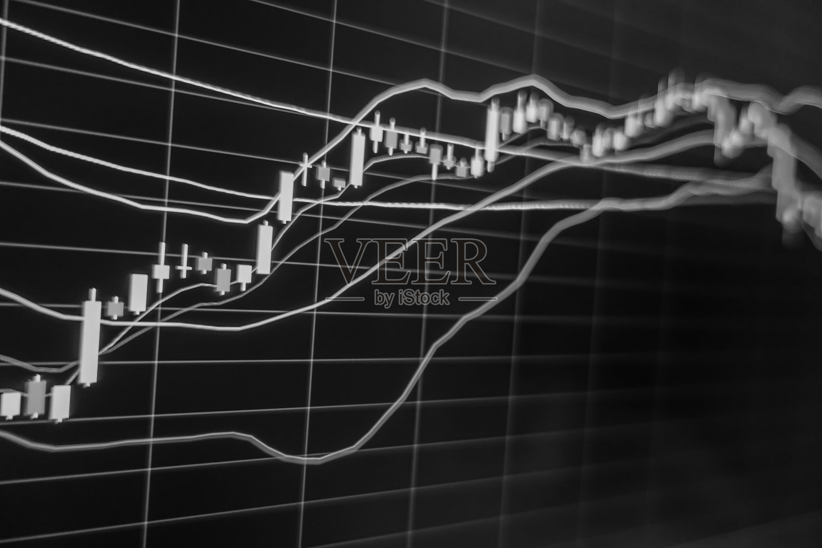 股票交易市场图形在LED屏幕上为企业概念。照片摄影图片