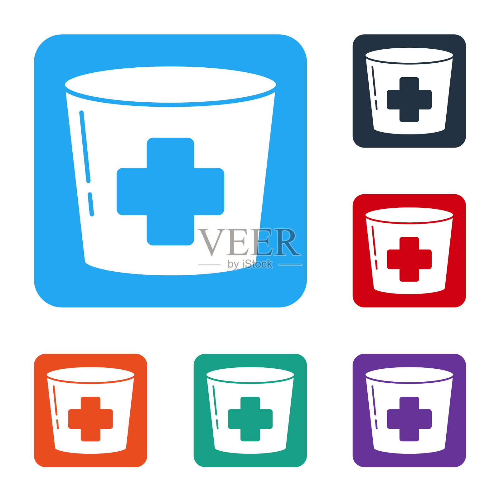 白色护士帽与十字图标孤立在白色图标素材