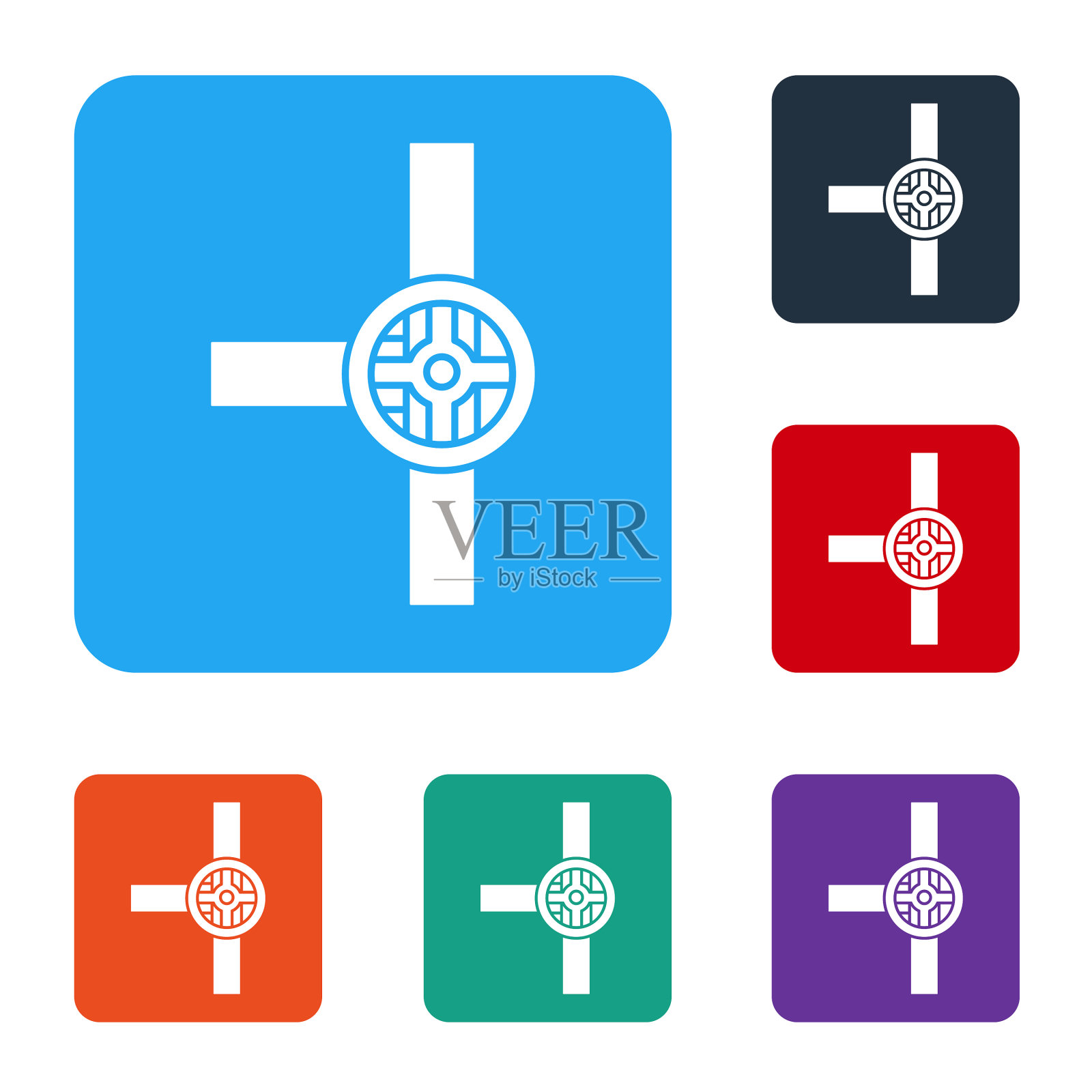 白色工业金属管和阀门图标图标素材