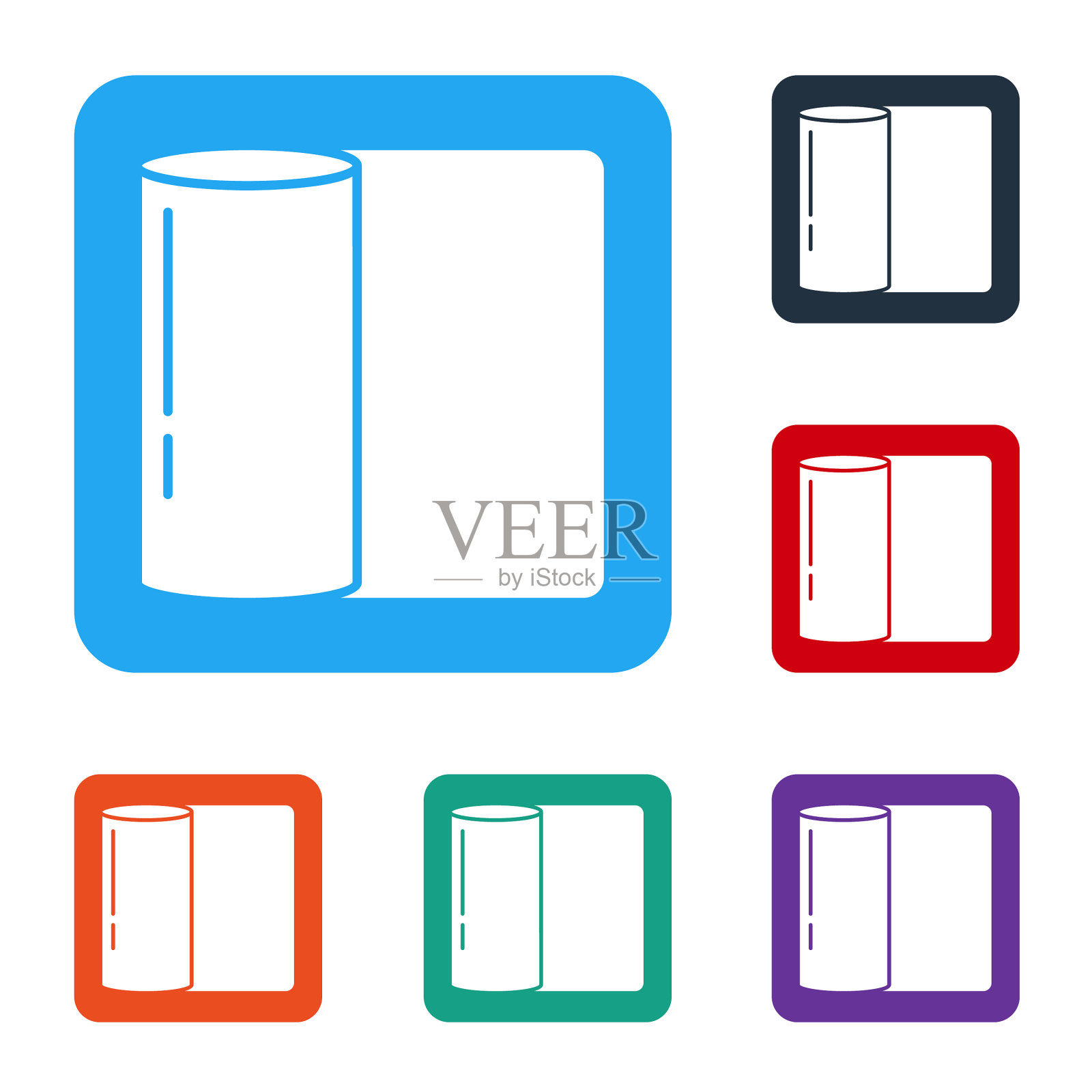 白色纸巾卷图标隔离白色插画图片素材