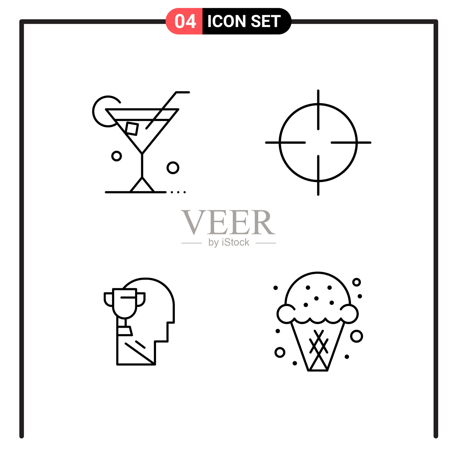 为网页和移动设置4个线条样式图标图标素材