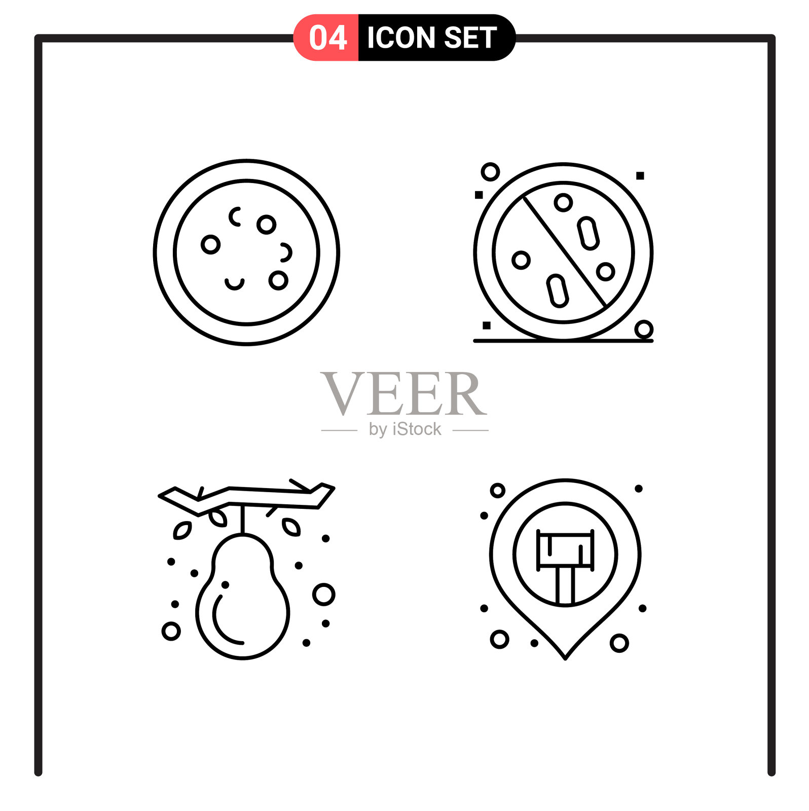 为网页和移动设置4个线条样式图标图标素材