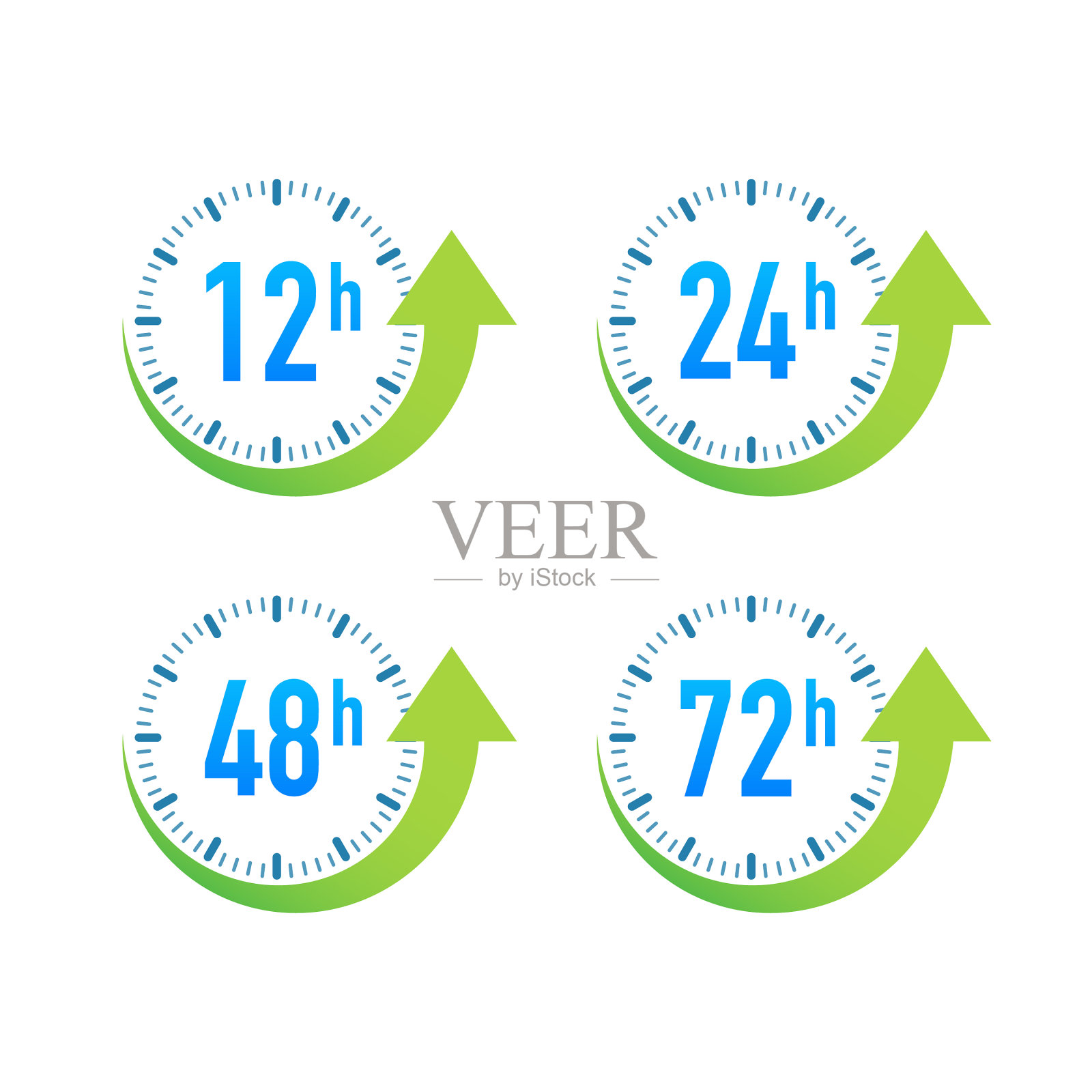 12、24、48、72小时时钟箭头工作时间效果或插画图片素材