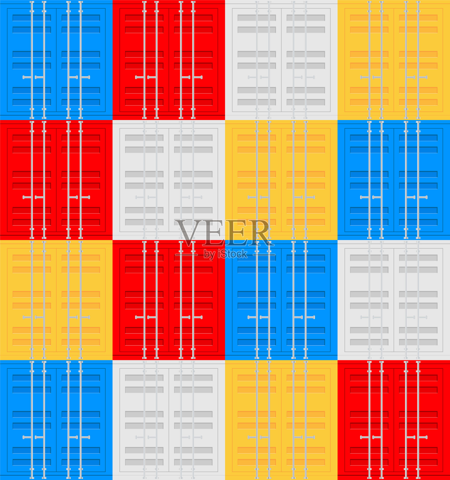 集海运货物集装箱二十、四十箱插画图片素材
