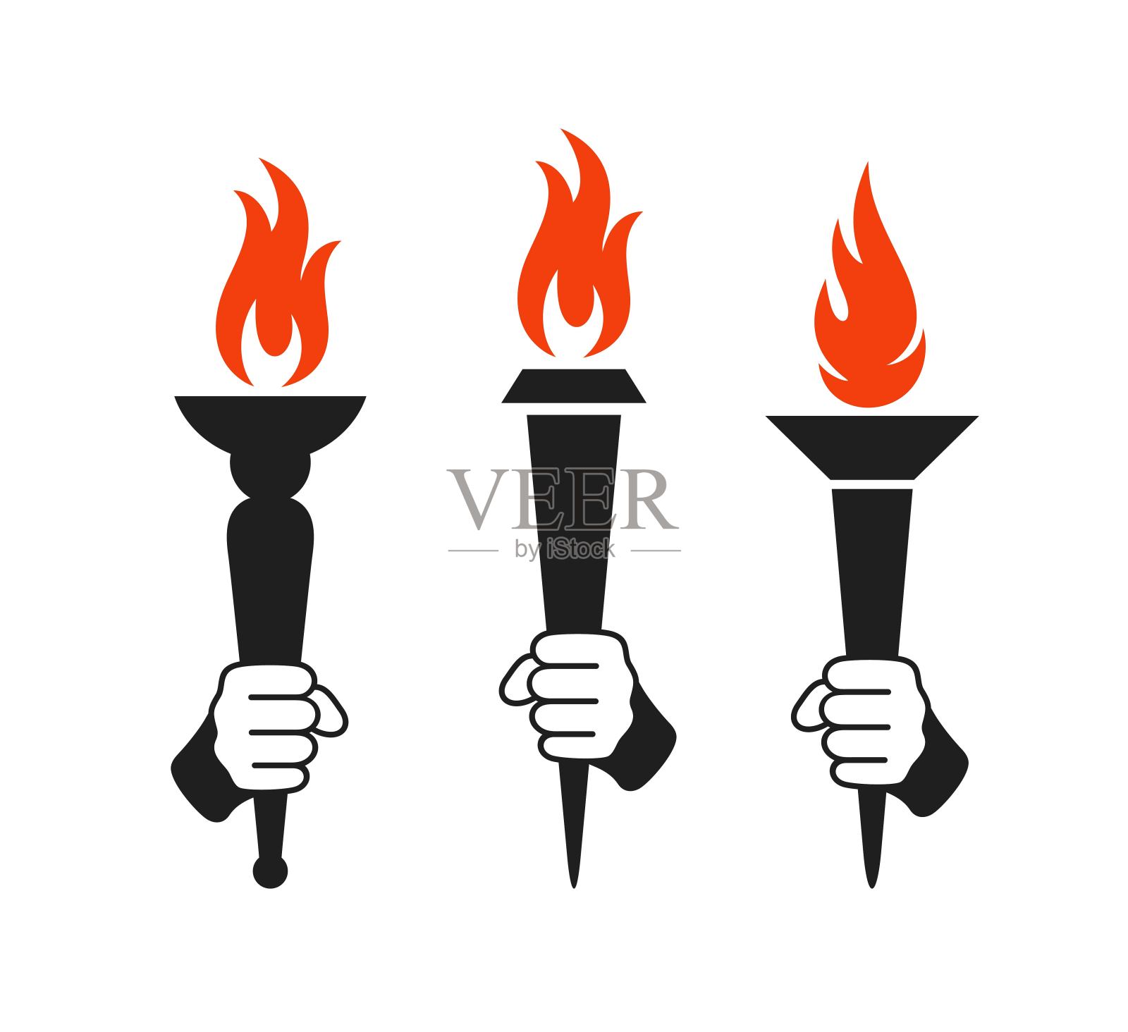 火炬的标志。孤立的火炬在白色背景插画图片素材