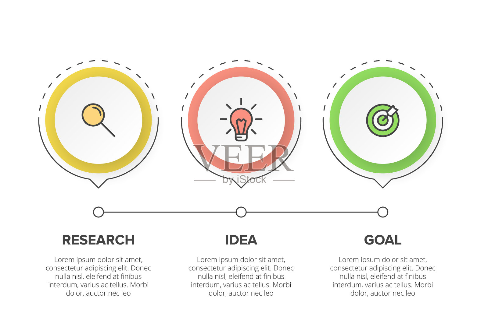 概念箭头商业模式以3个连续插画图片素材