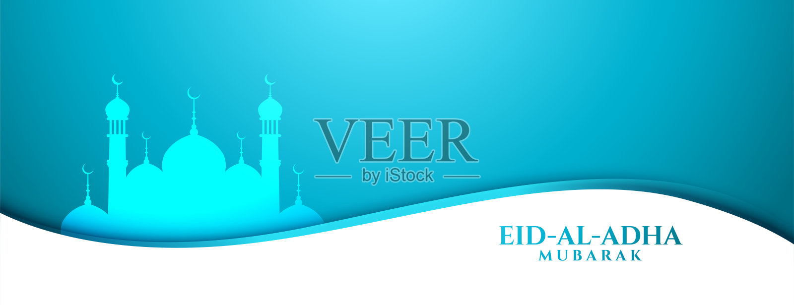 传统的古尔邦节蓝色旗帜插画图片素材