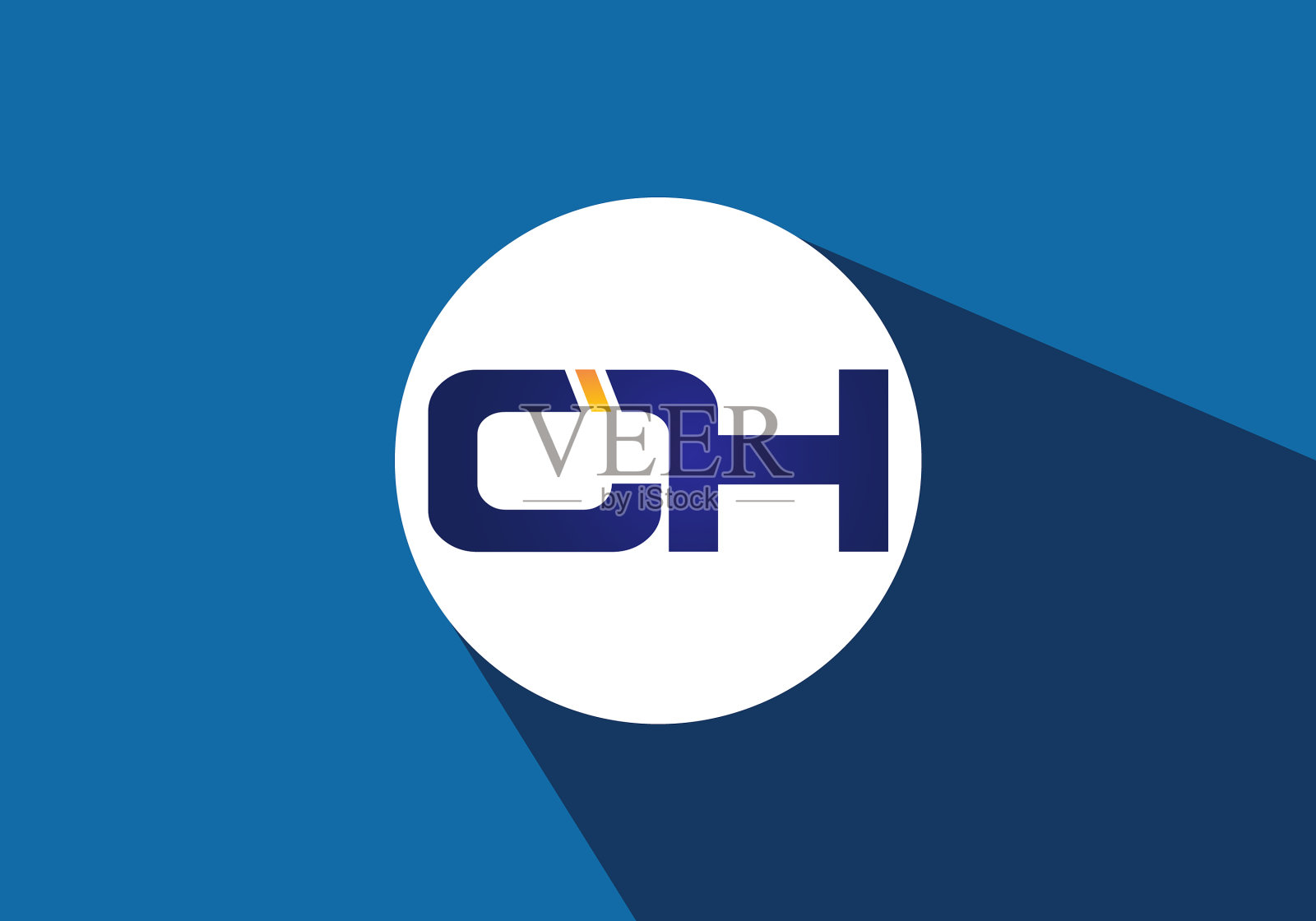 C h首字母标志设计创意现代插画图片素材