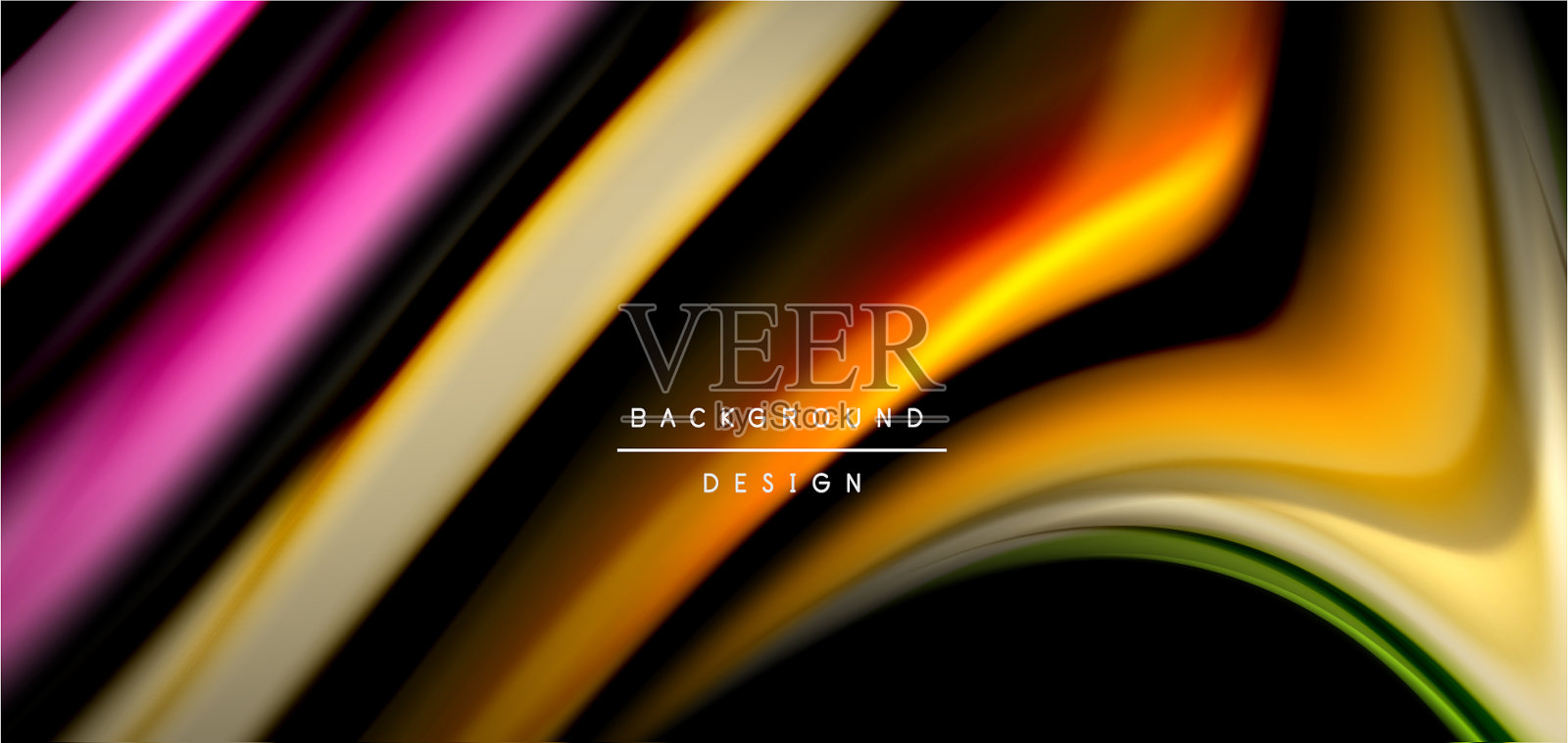 抽象丝绸流畅的线条上有黑色的多色插画图片素材