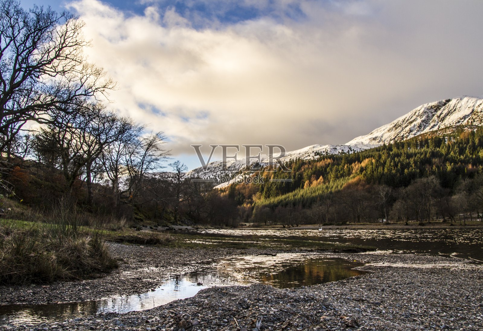 苏格兰鲁本奈湖的冬天。照片摄影图片