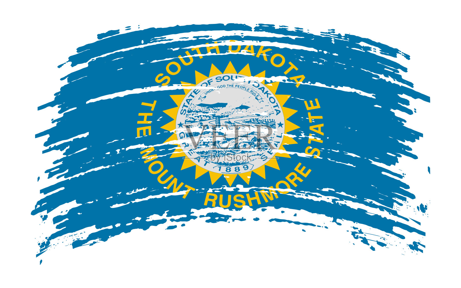 南达科他旗在垃圾笔触，向量插画图片素材