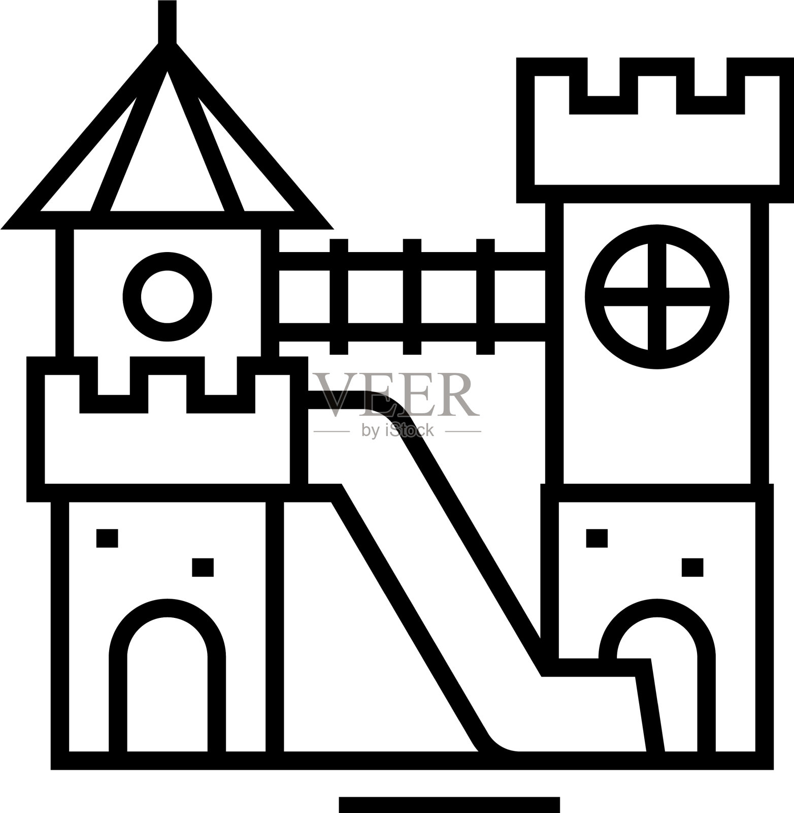 儿童娱乐线图标概念标志设计元素图片