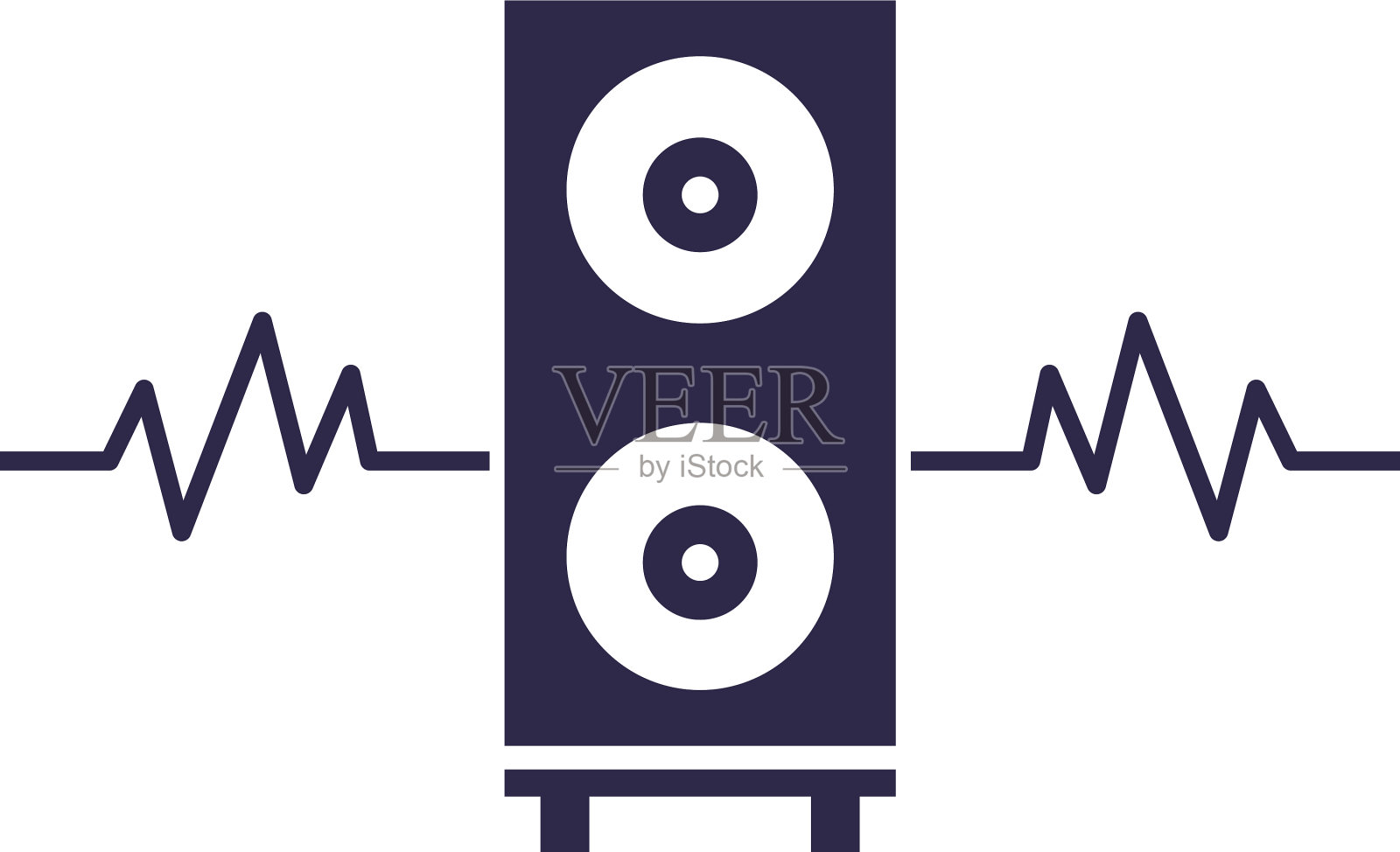 孤立的音乐扬声器和波浪填充风格的图标设计元素图片