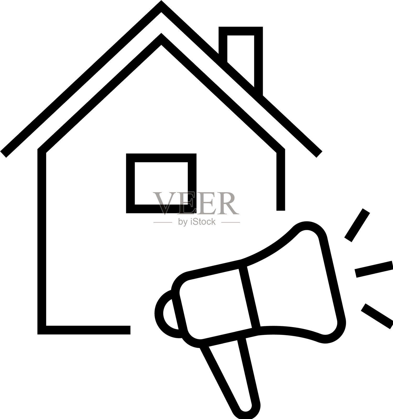 挂牌的房子线图标概念标志设计元素图片