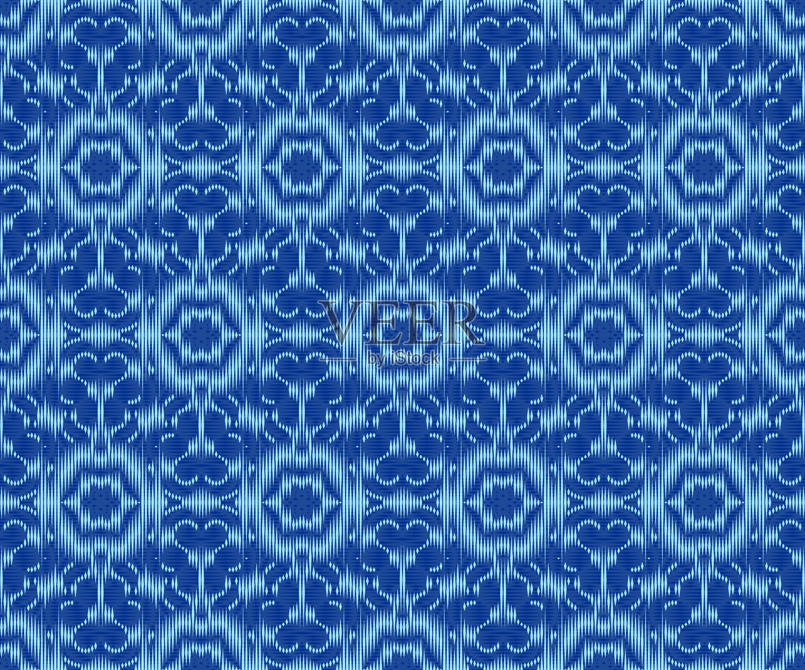 民族图案织物靛蓝染色伊卡托无缝插画图片素材