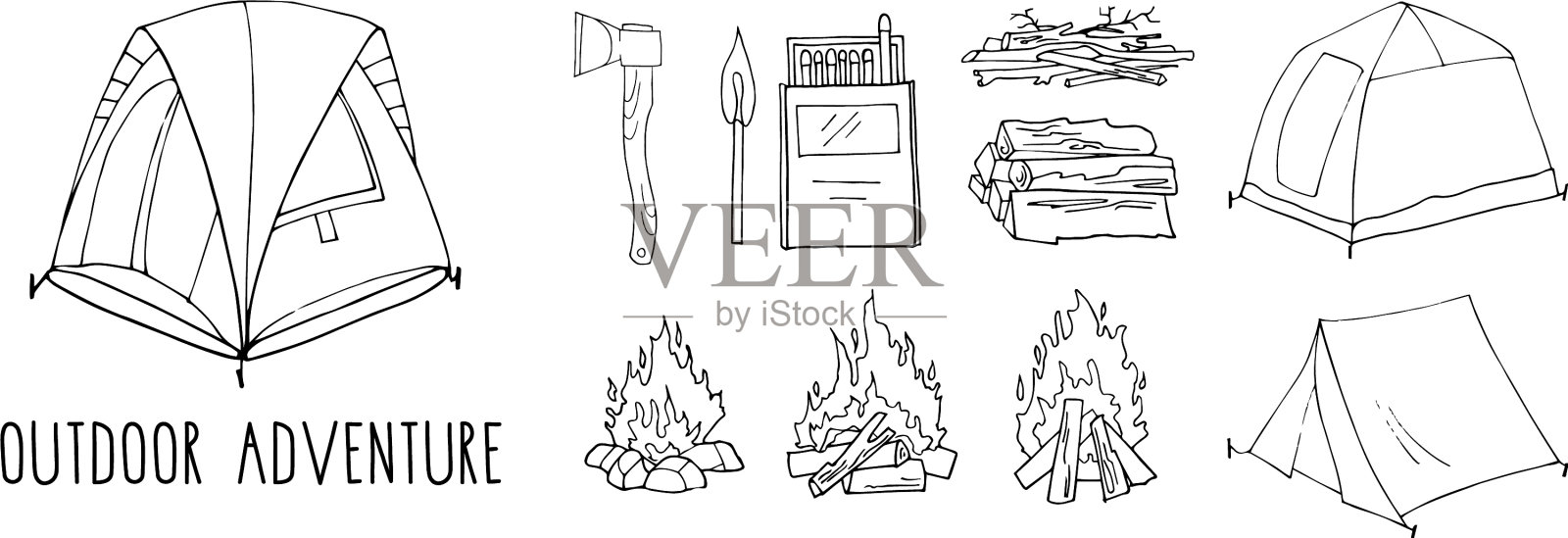 将手绘对象隔离在白色上插画图片素材
