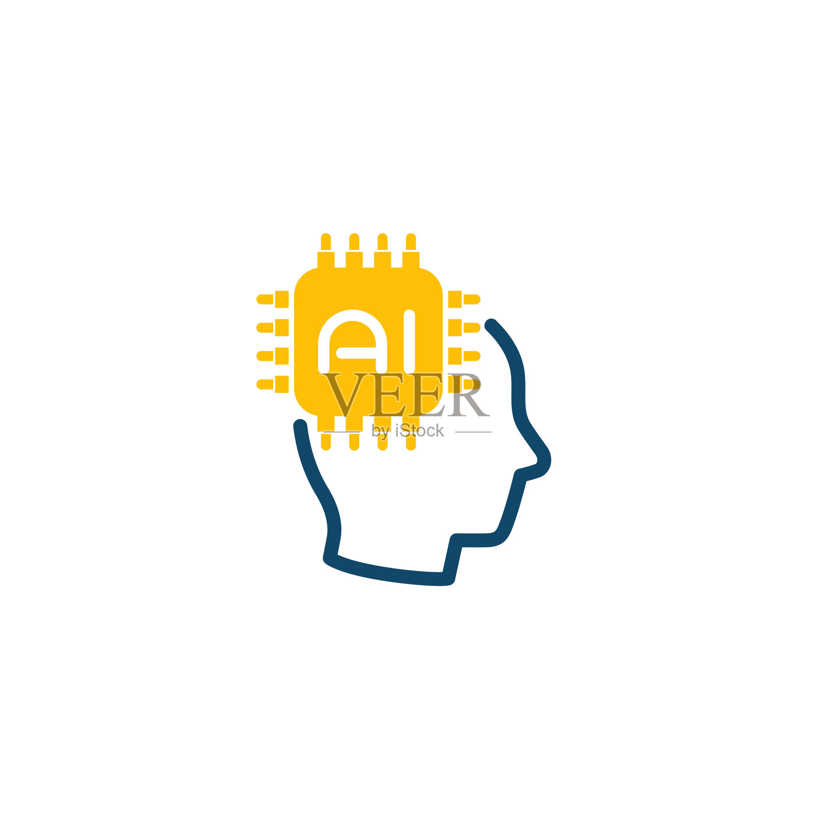 Ai技术图标芯片和头部图标素材