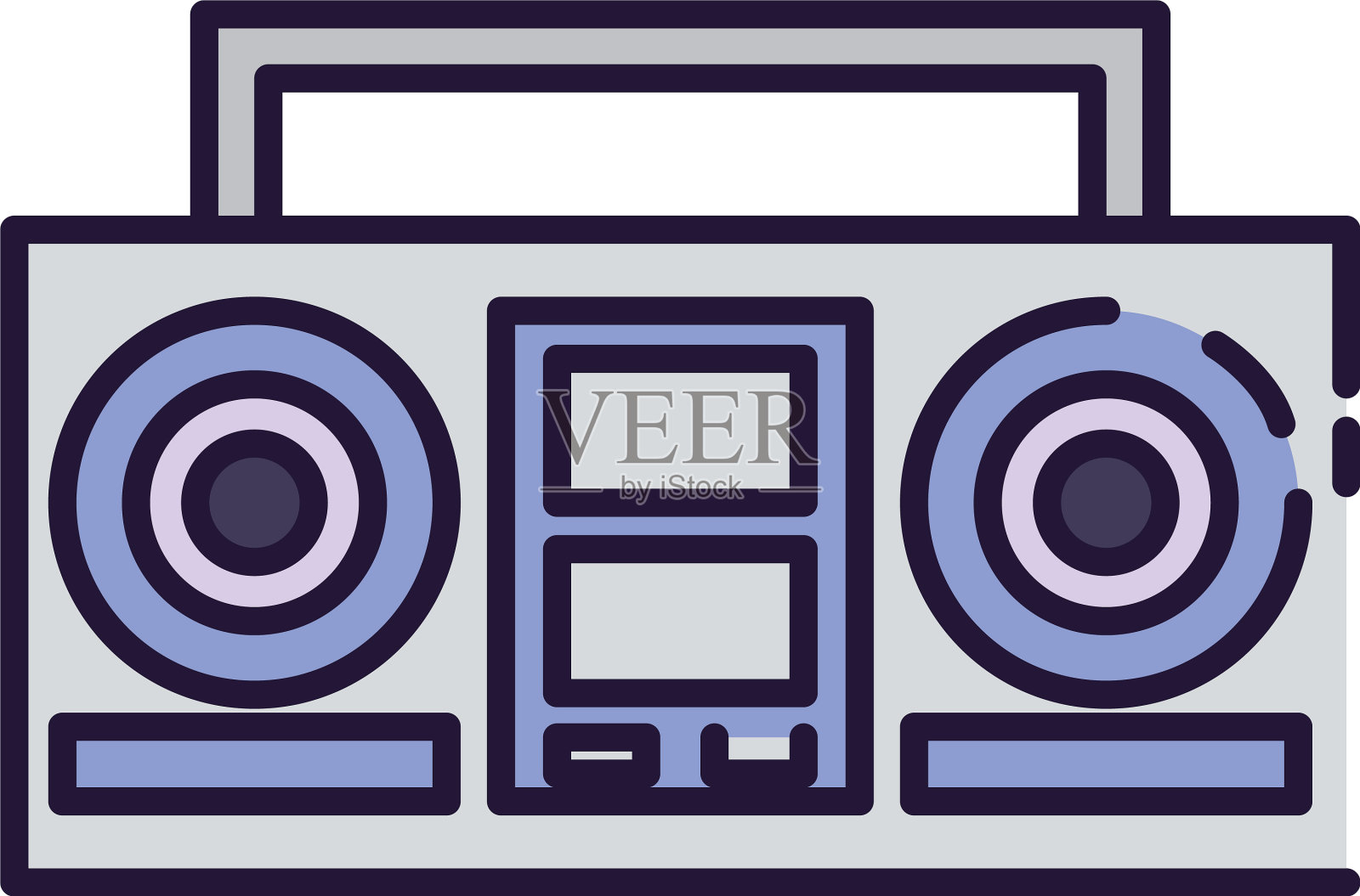 孤立的音乐磁带录音机填充风格图标设计元素图片