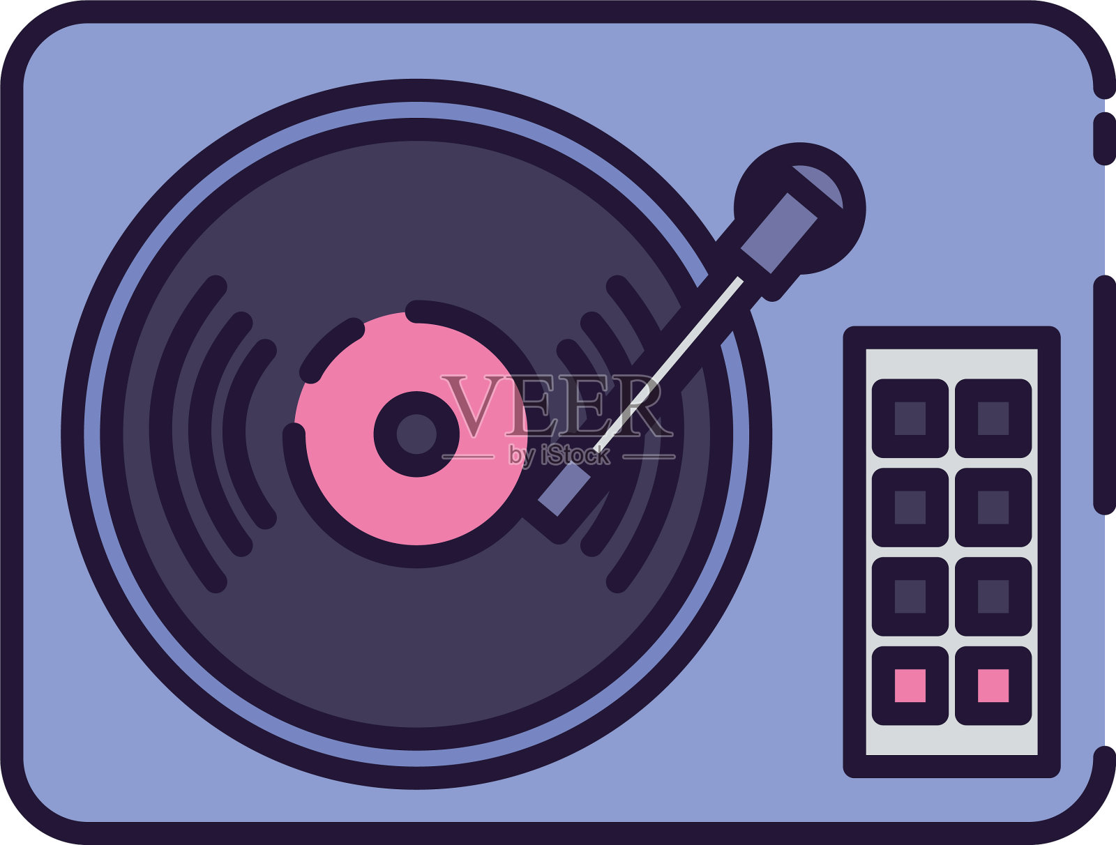 孤立的音乐转盘填充风格图标设计元素图片