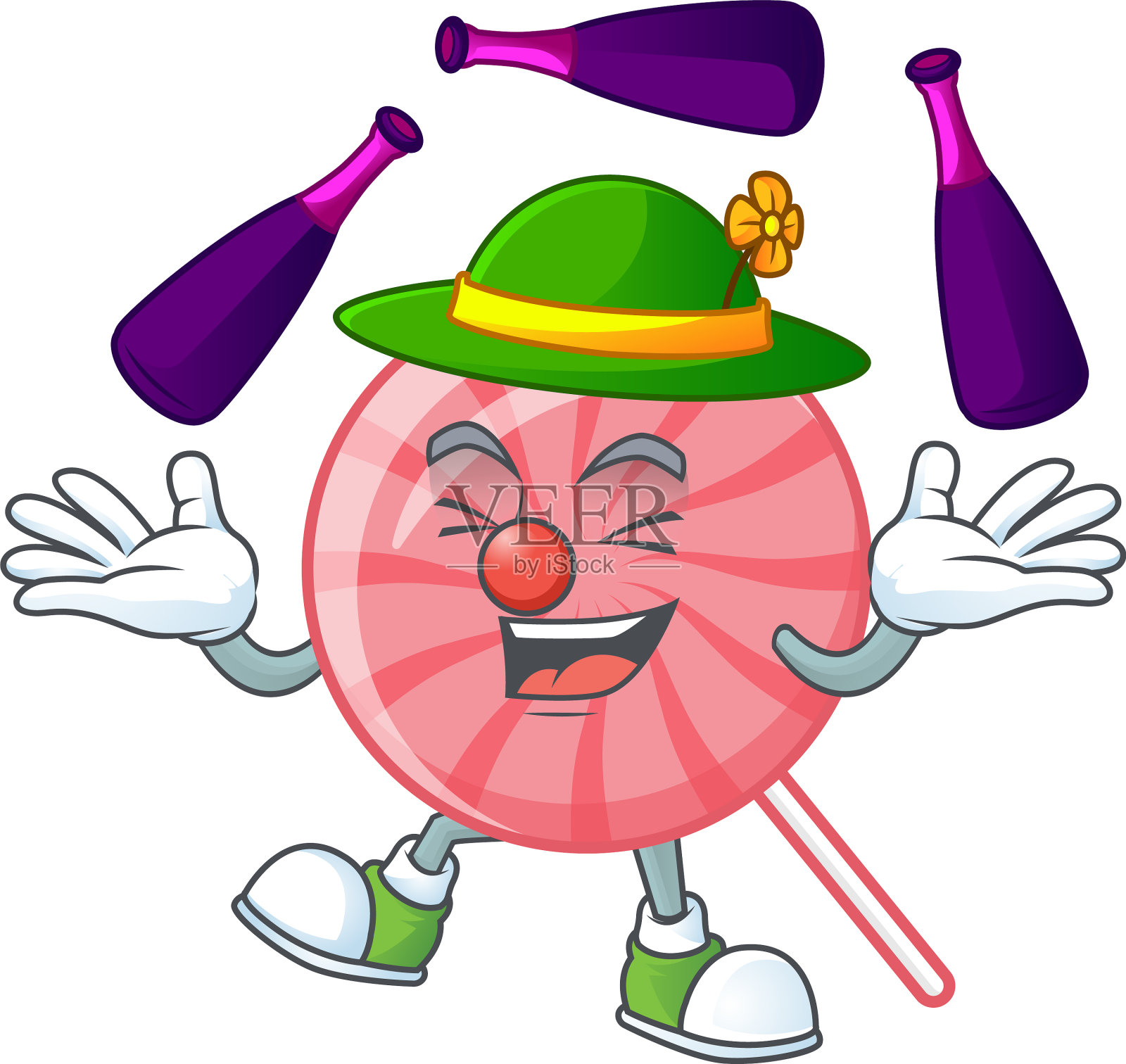 聪明的粉红色圆形棒棒糖玩杂耍插画图片素材