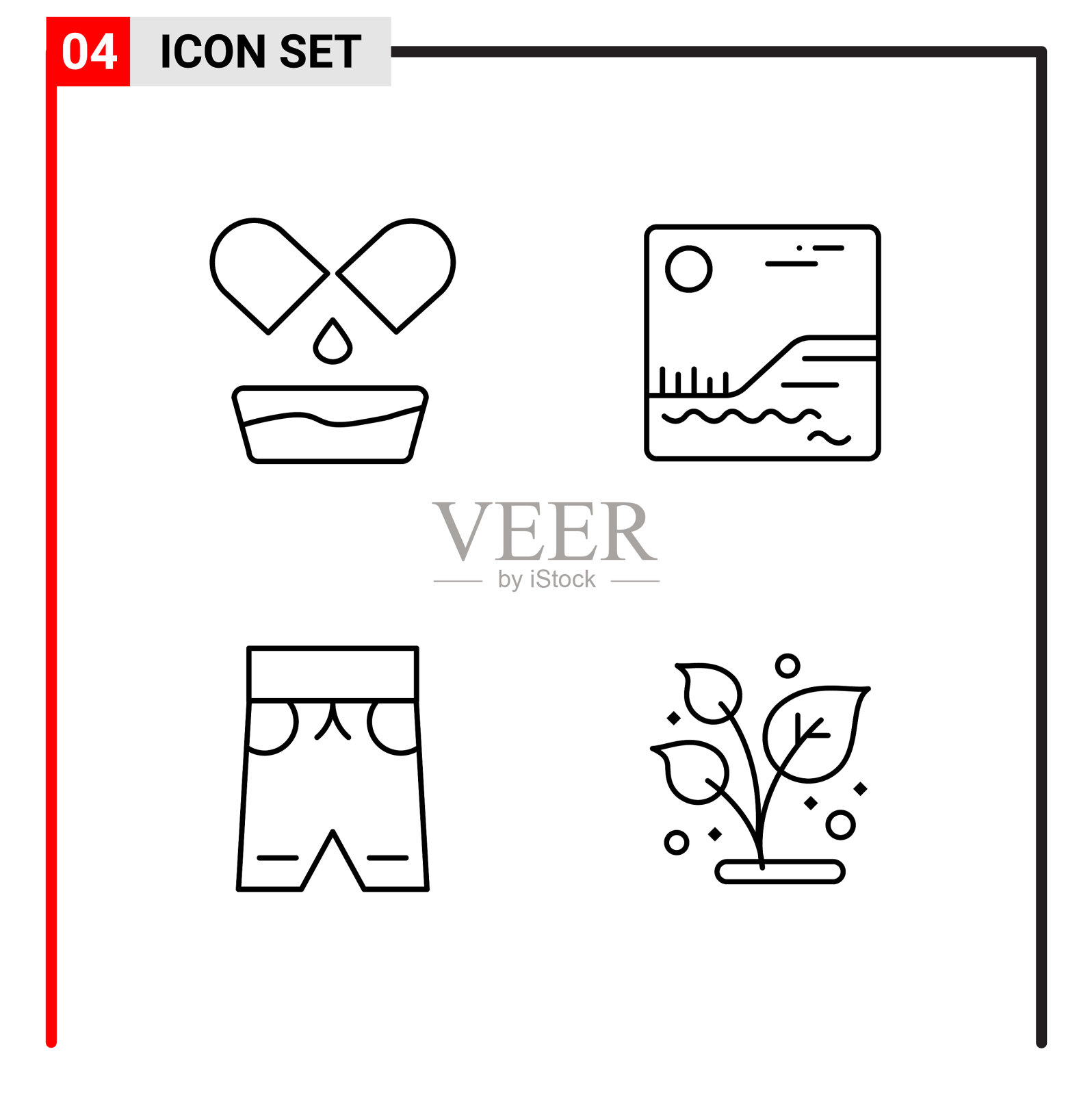 4个通用图标用于网站设计打印和图标素材