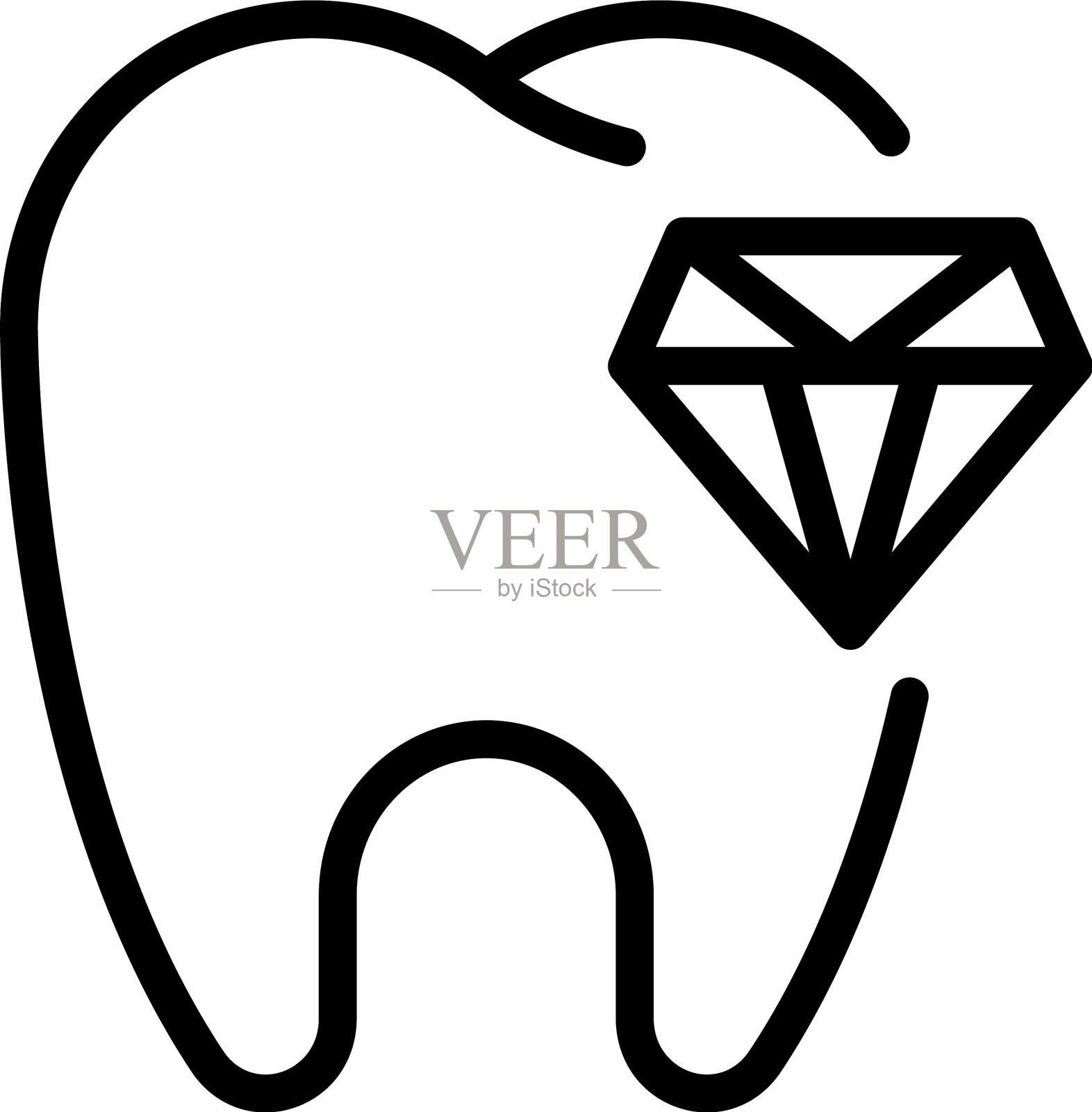 牙齿和钻石图标轮廓风格插画图片素材