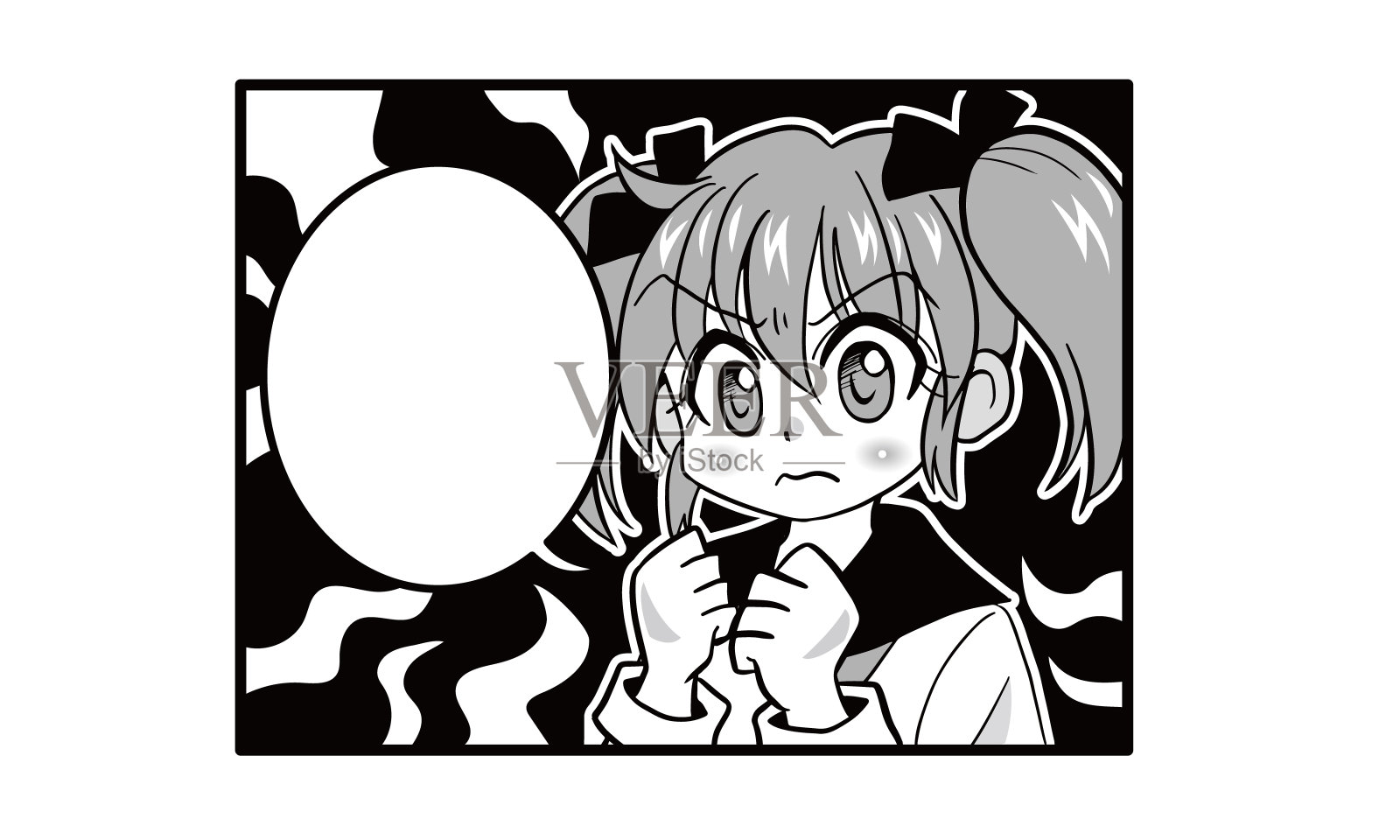 卡通可爱的双尾巴女孩设计元素图片