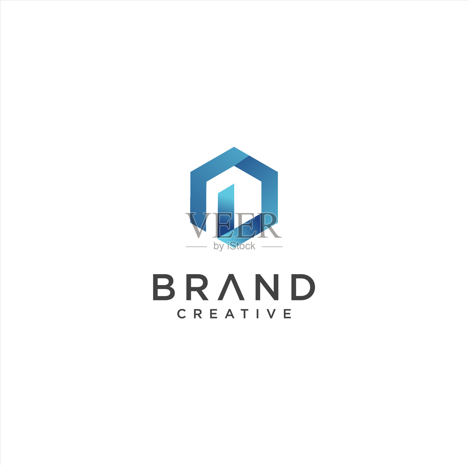 抽象的六边形字母I标志设计插画图片素材