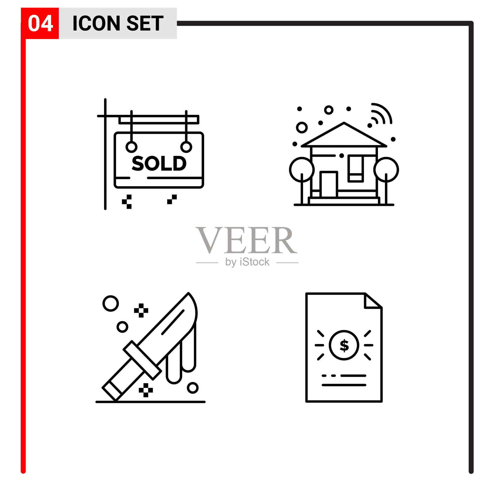 4个通用图标用于网站设计打印和图标素材