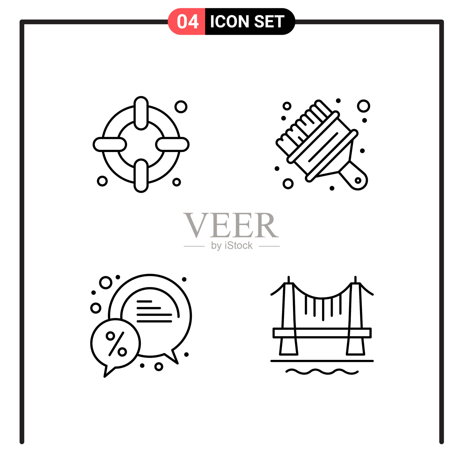 为网页和移动设置4个线条样式图标图标素材