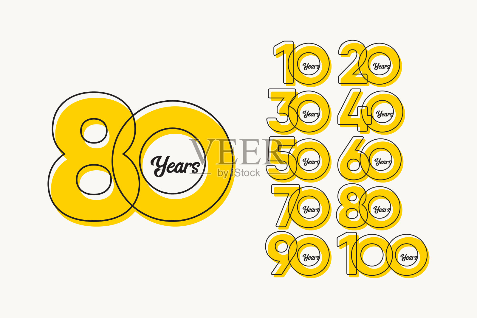 80周年纪念集庆祝优雅矢量模板设计插图插画图片素材