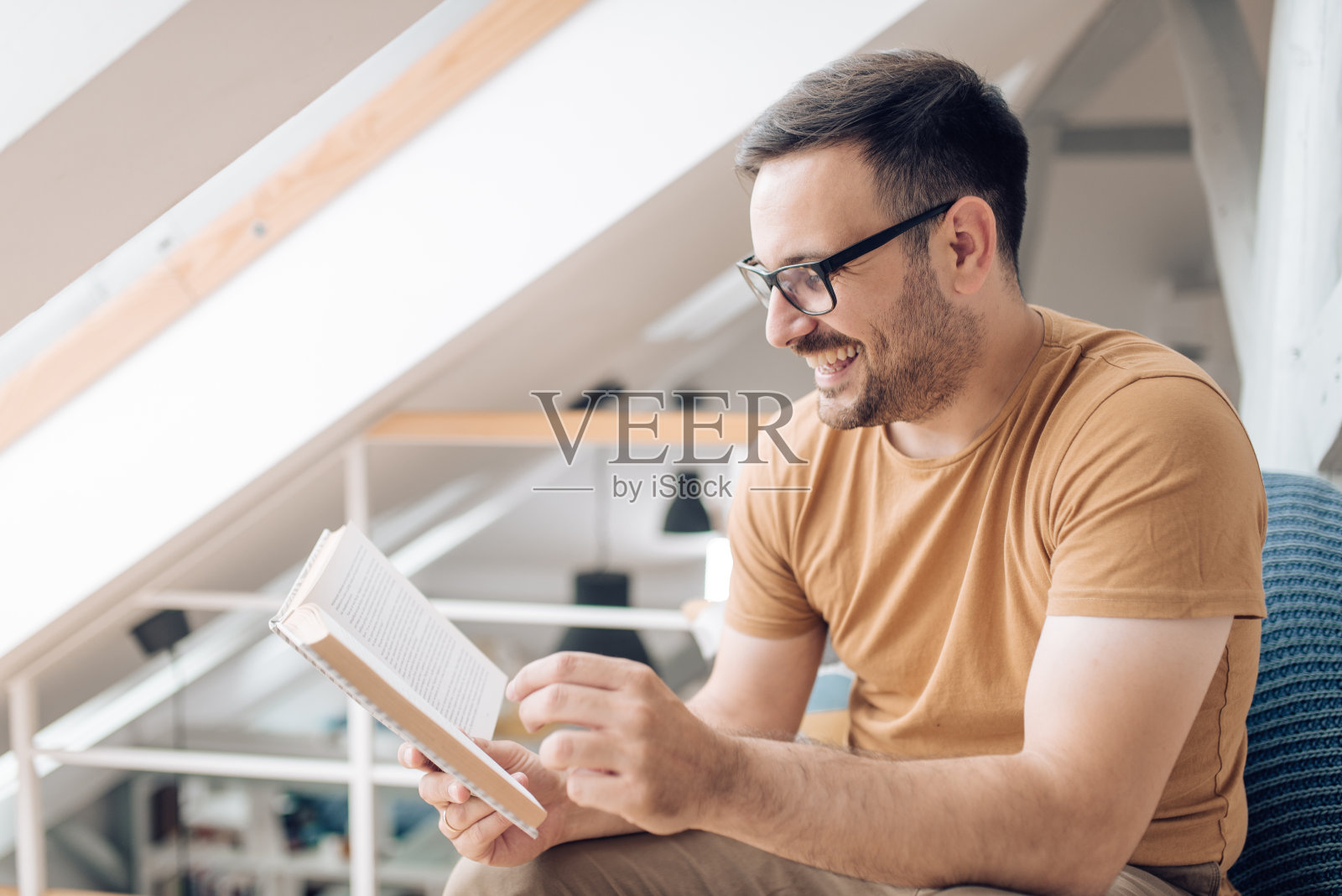 快乐的人喜欢在家读书照片摄影图片