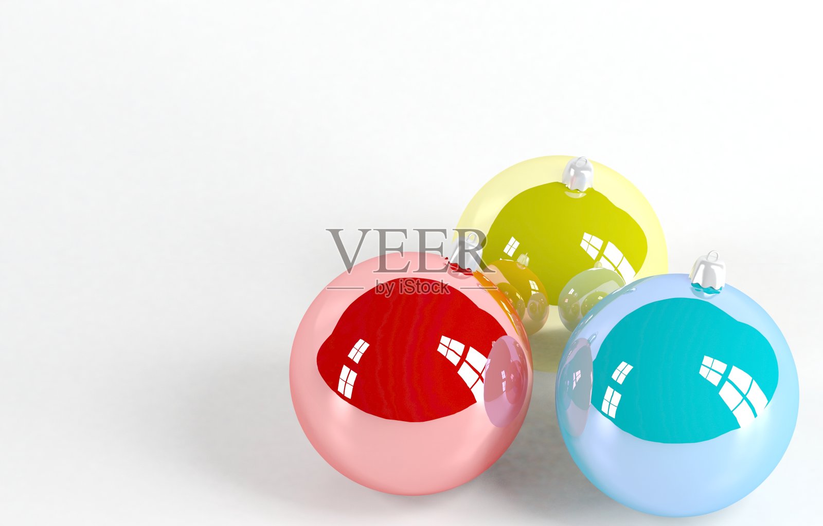 圣诞树球，2018年新年的象征，3d渲染插图，孤立在白色照片摄影图片