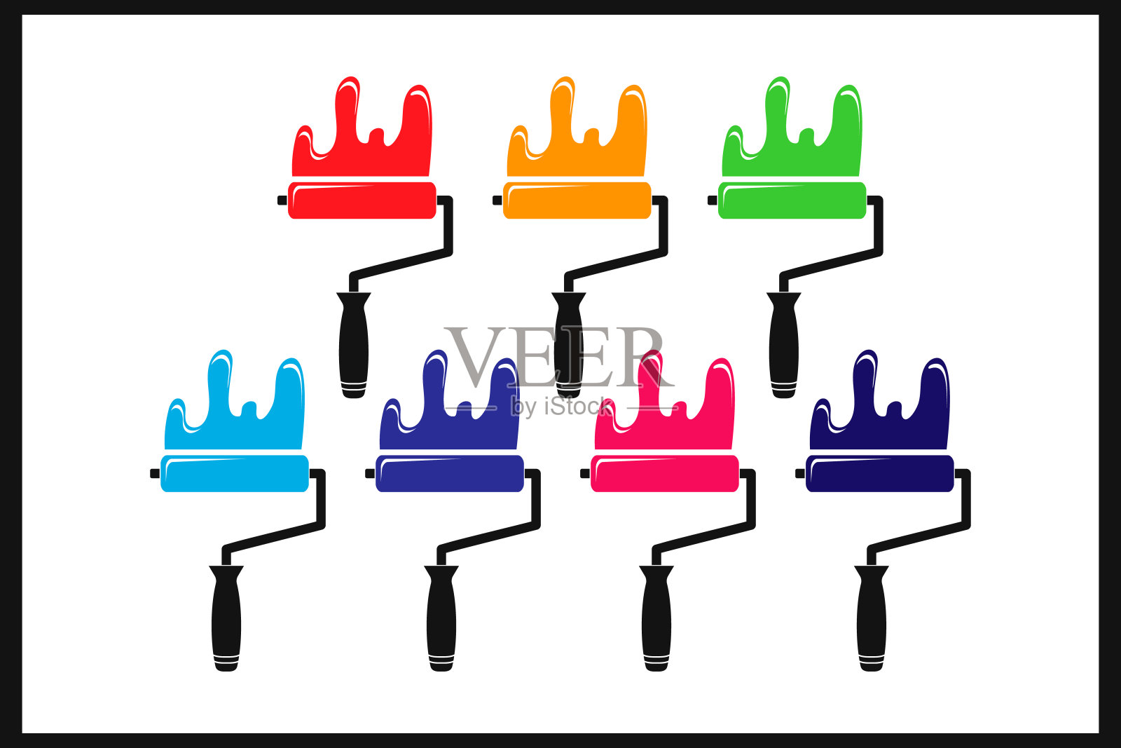 滚筒与油漆设置隔离在白色。用于建造和修理的图标。矢量股票插图。每股收益10插画图片素材