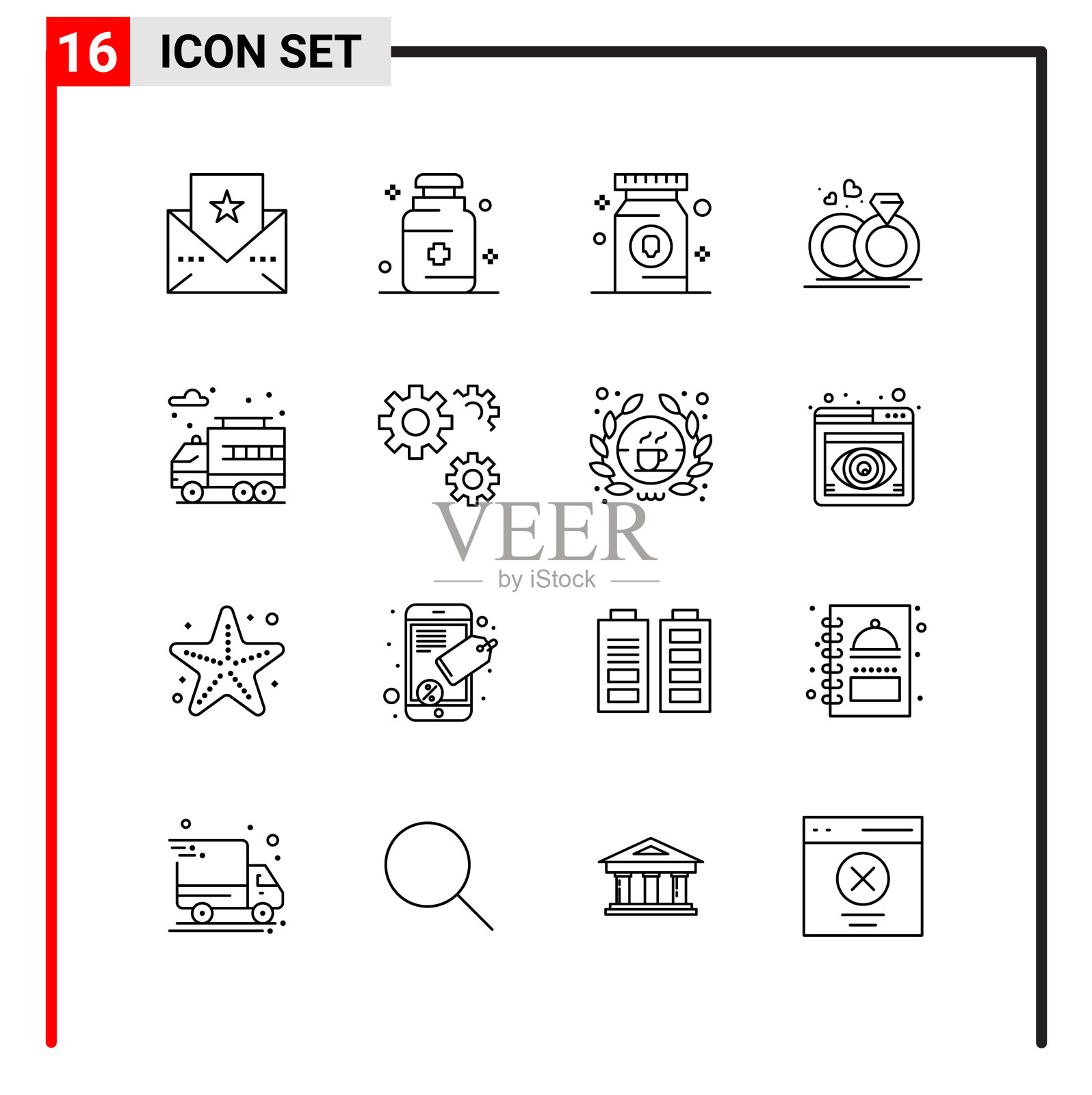 16个通用图标用于网站设计打印和图标素材