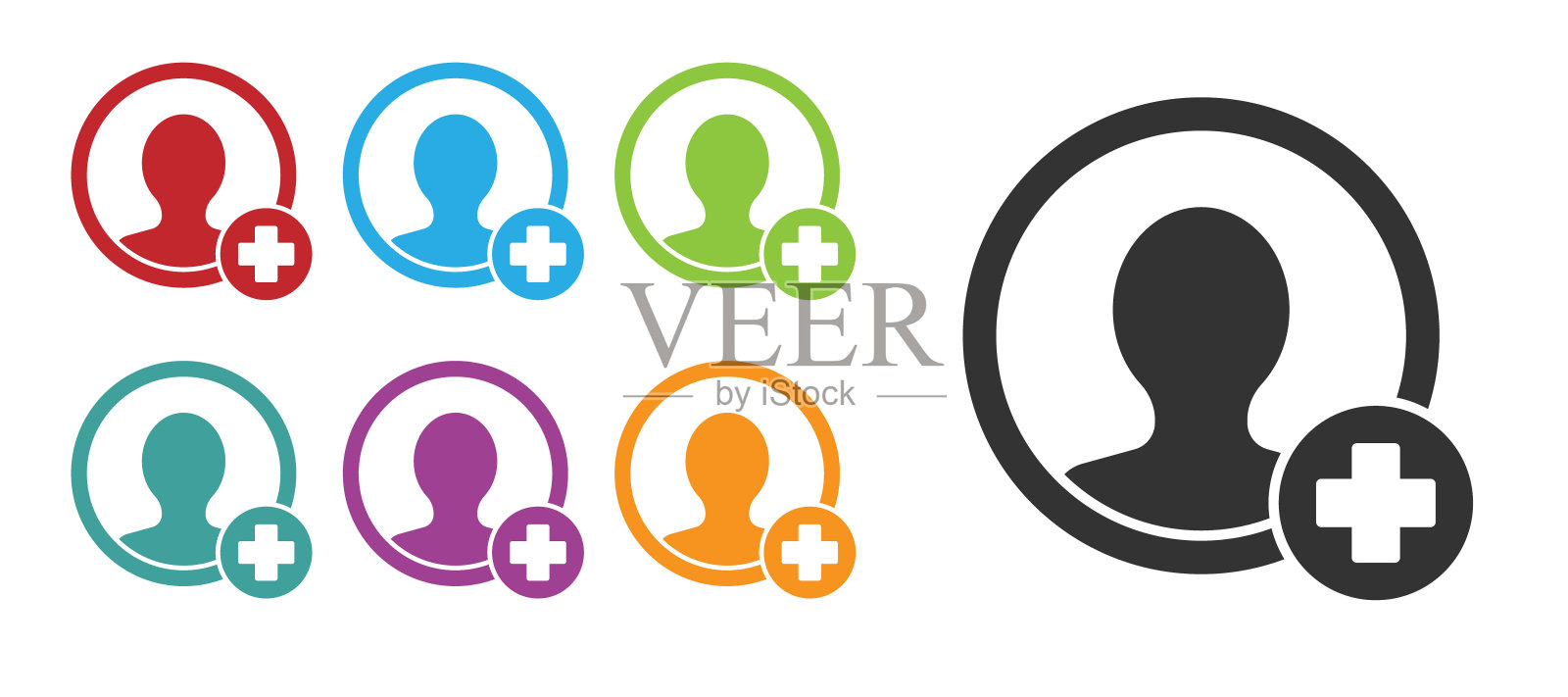 创建帐户屏幕图标隔离在白色背景。设置图标丰富多彩。向量图标素材