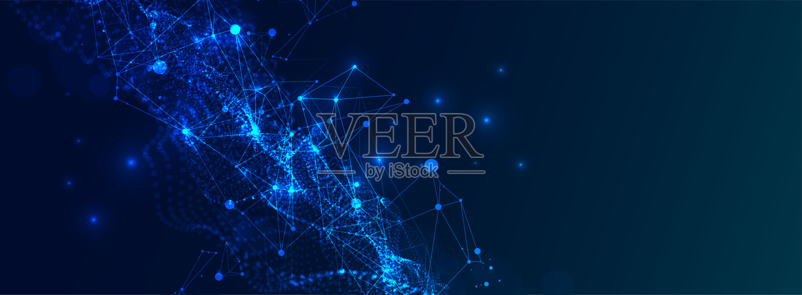 摘要神经丛向量背景。发光粒子动态流动。插画图片素材