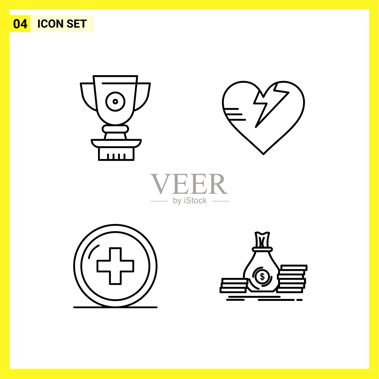 4 .图标设置简单的线条符号大纲签到图标素材