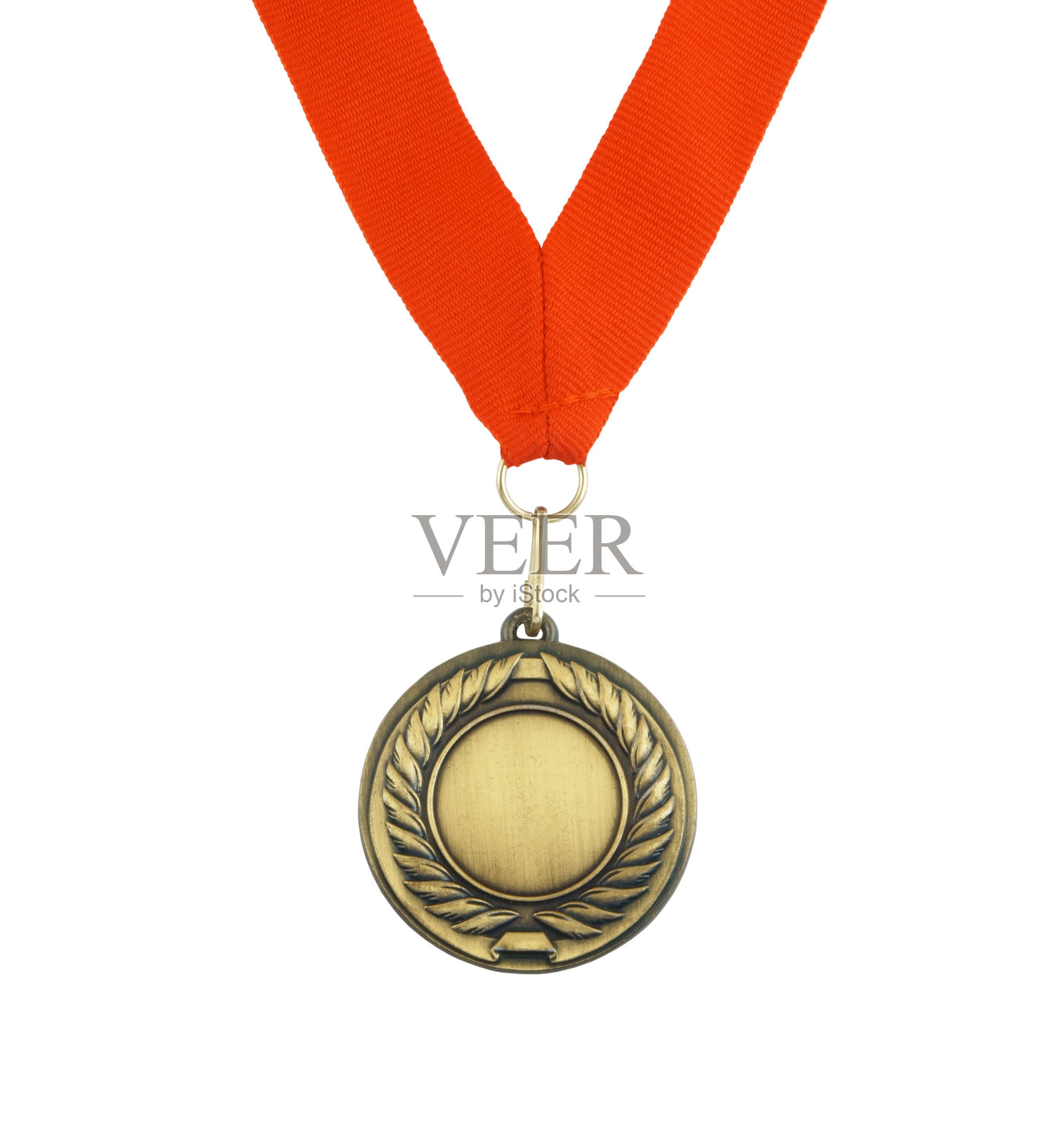 金牌与红丝带隔离照片摄影图片