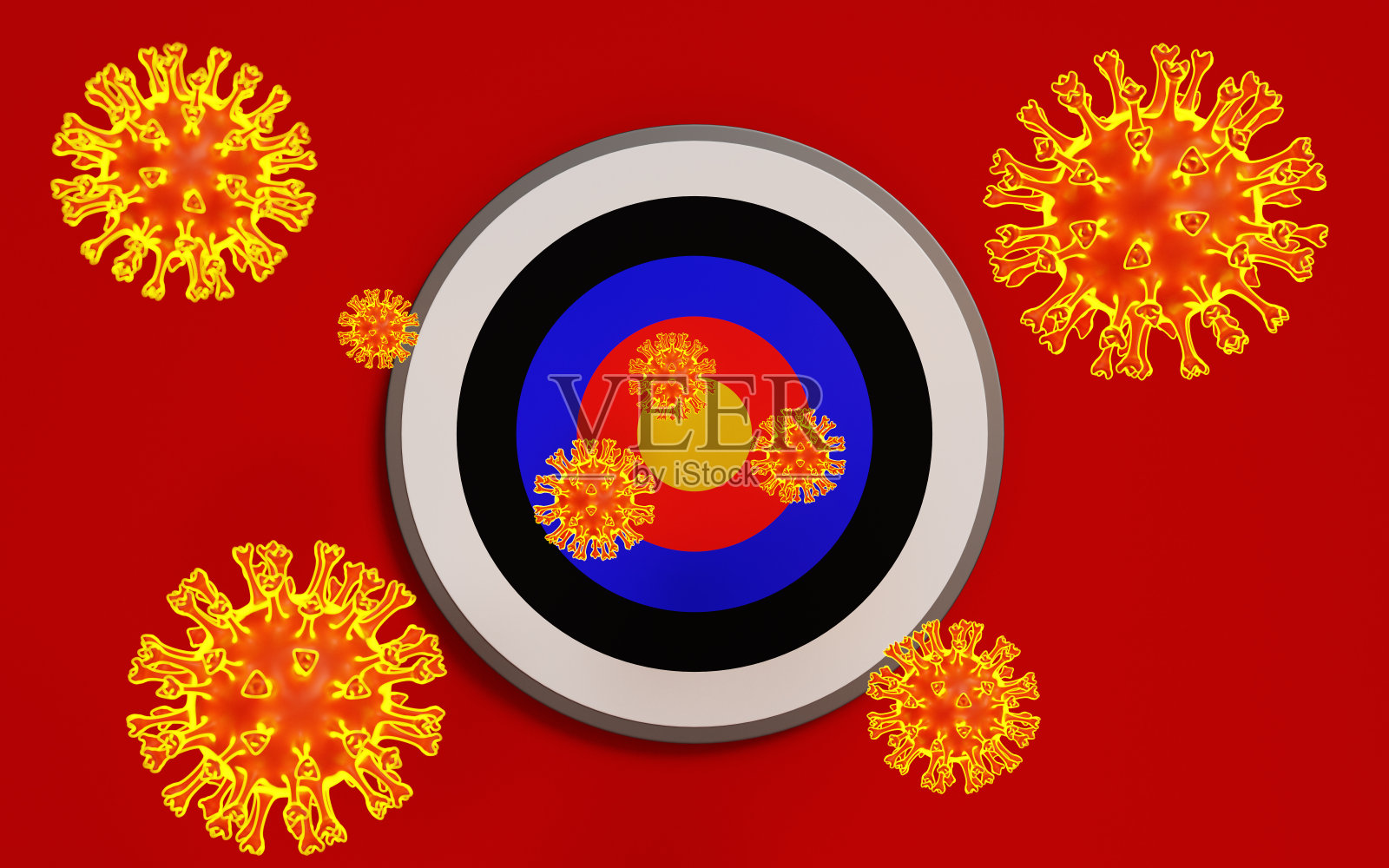 新冠病毒在红色背景下传播照片摄影图片