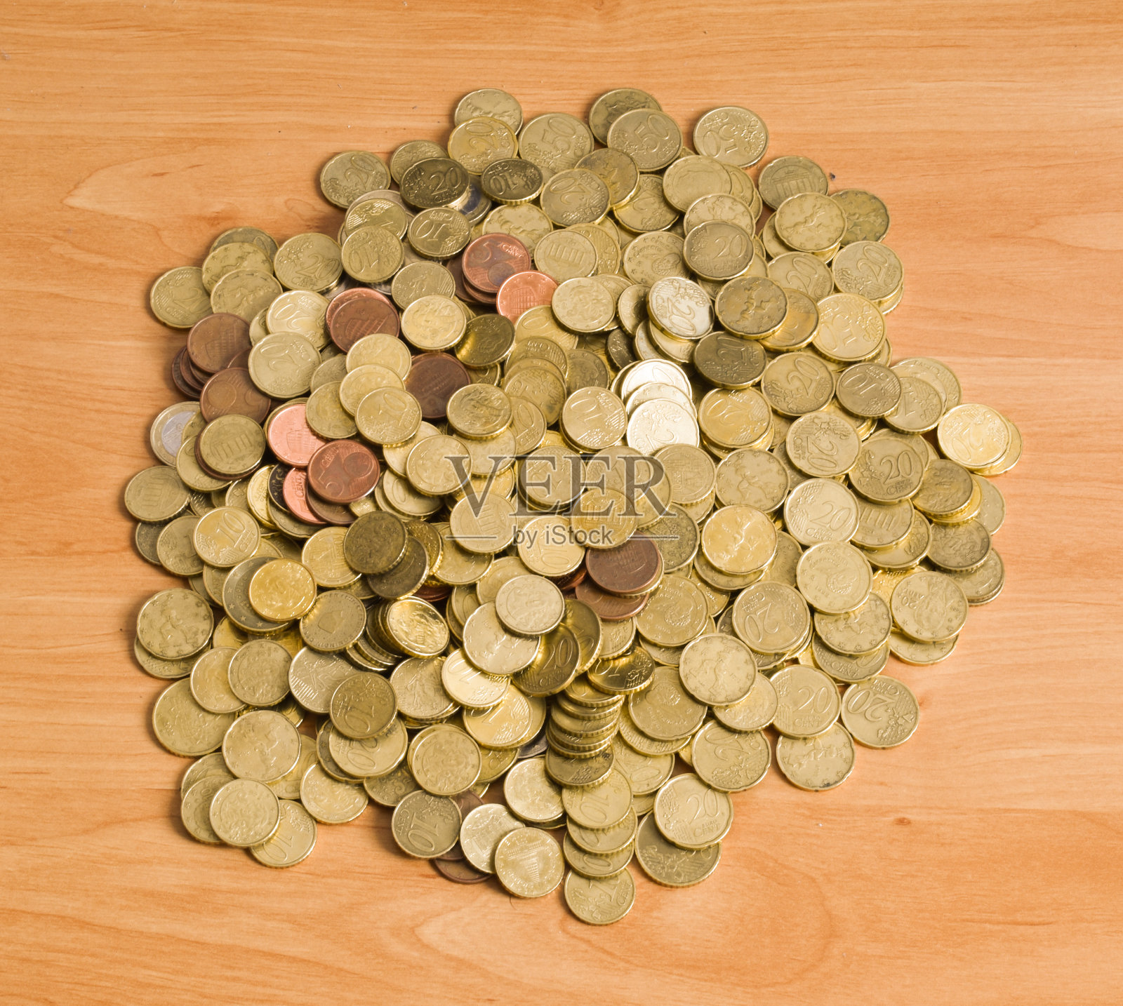 俯视图的硬币堆照片摄影图片