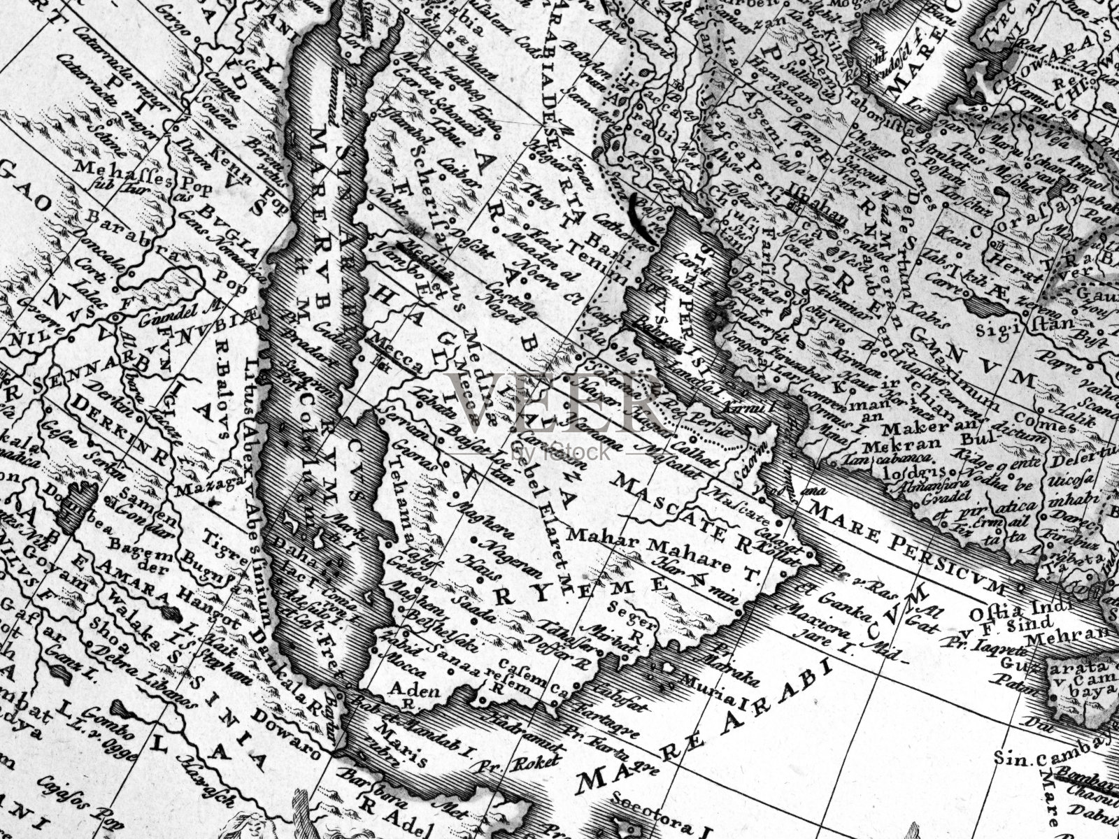 复古世界地图，阿拉伯半岛插画图片素材